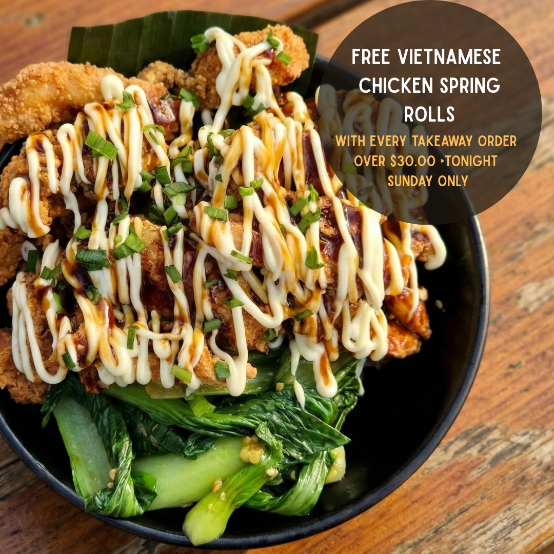 Sunday, let's make it a Funday! We are open from 5 pm, with free Vietnamese spring rolls on all takeaway orders over $30.00, as we could all do with a bit of chur at the moment. Order now ahead of time at www.blueginger.co.nz 🍜