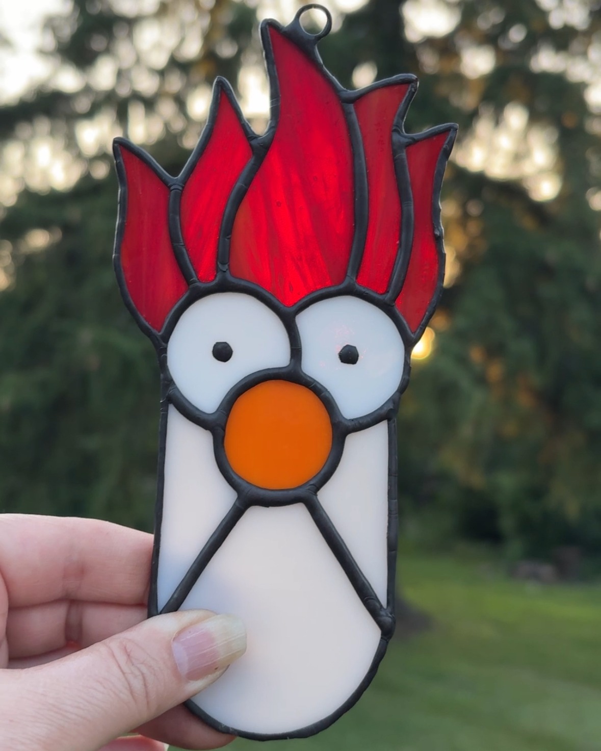 Dr Bunsen Honeydew "Don't worry Beaker, this won't hurt a bit!"
(Frightened) "Mee Mee Mee!"
Should I make more of these?
#Beaker #Muppetshow #stainedglass #Wisconsin #sidequestcurios