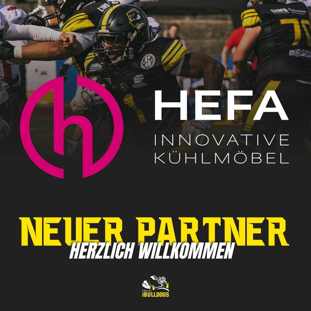 Willkommen im Team,@hefa_kuehlmoebel ! 🤝
Wir freuen uns sehr, mit der Firma hefa einen neuen, starken Partner an unserer Seite zu haben.
Als Spezialist für hochwertige Technik steht das Unternehmen für Präzision und absolute Verlässlichkeit. Genau diese Werte sind es, die auch für uns auf dem Football-Feld zählen. Es ist großartig zu sehen, dass hefa den Sport in Amberg unterstützt und Teil der Bulldogs-Familie wird.
Danke für das Vertrauen – wir blicken voller Vorfreude auf die gemeinsame Saison! 🏈💪
Schaut gerne mal bei unserem neuen Partner vorbei: hefa-online.com/
#MadBulldogs #Amberg #Hefa #NewPartner #Sponsoring #AmericanFootball #Teamwork #StrongTogether
