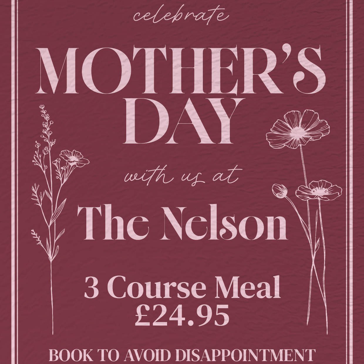 Taking bookings now for Mother's Day, Menu available on our website !
