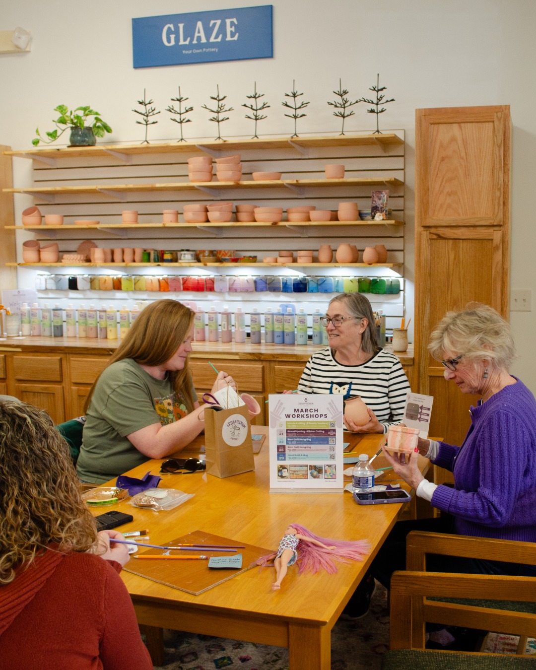 We thank you all for one whole year in business today!!! 🎉 Take a moment to celebrate with us by reading what's ahead for the studio, and look back at some of the wonderful memories from this year.
Creativity will remain at the heart of everything we do in 2026.
Our glaze-your-own space will always be here — ready whenever inspiration strikes. Whether you’re stopping in for a quiet creative moment or gathering friends for something shared, this space continues to be an open invitation to slow down and make something personal.
This year, we’re introducing Glaze-Your-Own Blitzes — limited-time creative experiences designed for play, curiosity, and experimentation. These special moments will pop up throughout the year, giving you something new to look forward to.
Our beloved Pen Friends will continue to grow in 2026, with new launches sprinkled throughout the year. Each one brings its own personality and charm — a reminder that creativity doesn’t have to be serious to be meaningful.
Behind the scenes, we’re testing glazes and refining what will become our 2026 glaze combinations. Every test tile, kiln opening, and adjustment is part of the magic. Alongside new glazes, we’ll also be introducing new handmade pieces — thoughtful, functional work meant to be used and loved every day.
Our instructors are dreaming up new classes and workshops for the year ahead — experiences that balance learning, creativity, and joy. Whether you’re trying something new or gathering with others to make, creativity will always be welcome here.
2026 isn’t about doing more — it’s about doing things with intention.
Accessible creativity. Welcoming community. Handmade moments that matter.
We’re so grateful to step into this new year with you.
Stay tuned — there’s so much more to come. 💜