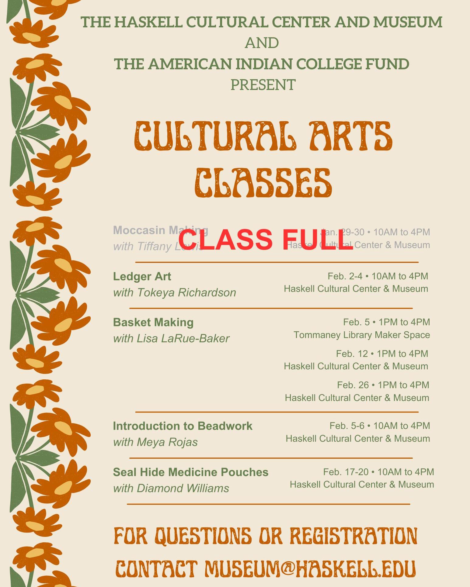 Good evening, everyone! Our flyer for our upcoming classes was released to the general public a little earlier than we had planned, so we wanted to share an updated version as soon as humanly possible! Please note that the Moccasin Making class is FULL. However, registration for all other classes is still open!