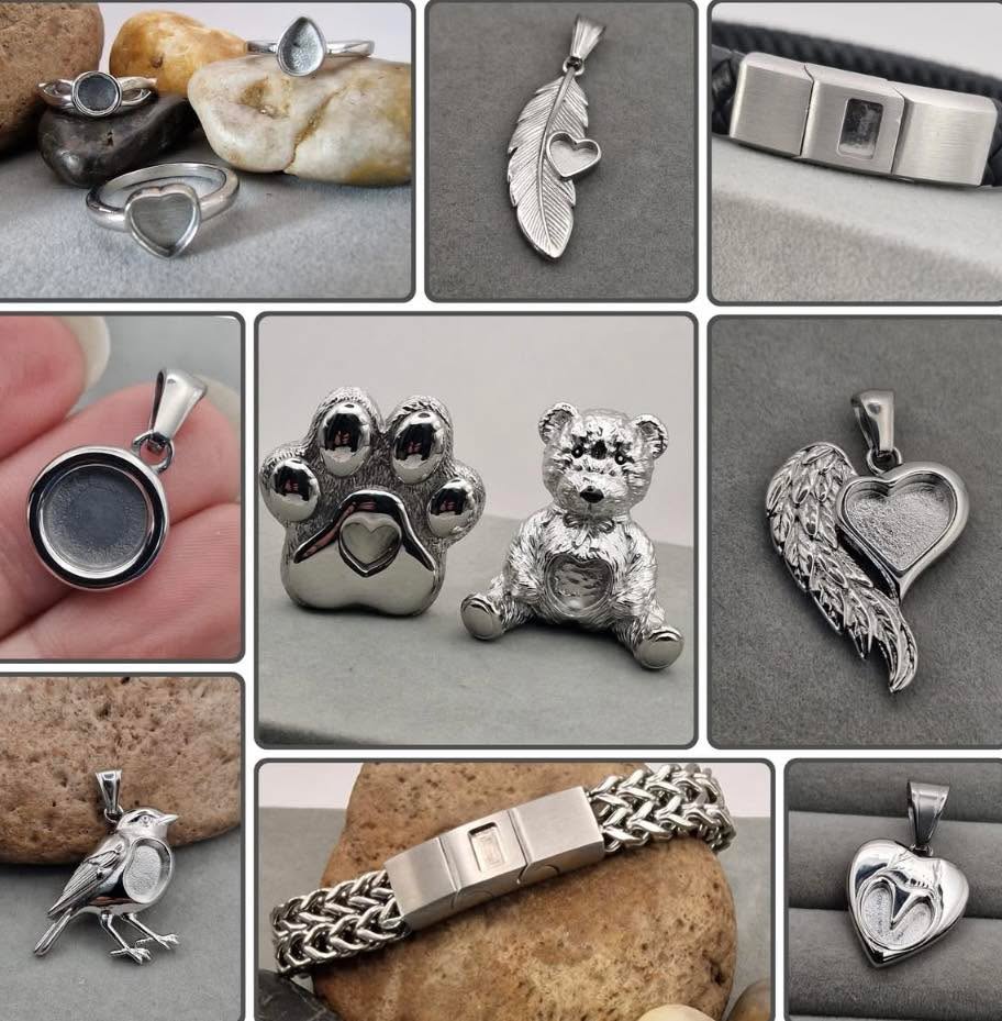 Over the past week, I have shared a little more about why stainless steel plays such an important role in memorial jewellery.
Not because it’s trendy.
Not because it’s the cheapest option.
But because it’s right for something so meaningful.
Stainless steel is:
• Strong and durable — made to last a lifetime
• Kind to skin — even sensitive skin
• Tarnish-free — it doesn’t fade with time
• Perfect for engraving — names and messages stay clear
• Practical for real life — suitable for everyday wear
• Accessible — beautiful and affordable
• Modern — timeless in meaning, contemporary in design
Memorial jewellery isn’t just jewellery. It’s comfort. Connection. Remembrance.
And the materials it’s made from should honour that — quietly, reliably, and for the long term.
Here is just a small selection of the stainless steel designs I am able to offer, please feel free to get in touch for more information.