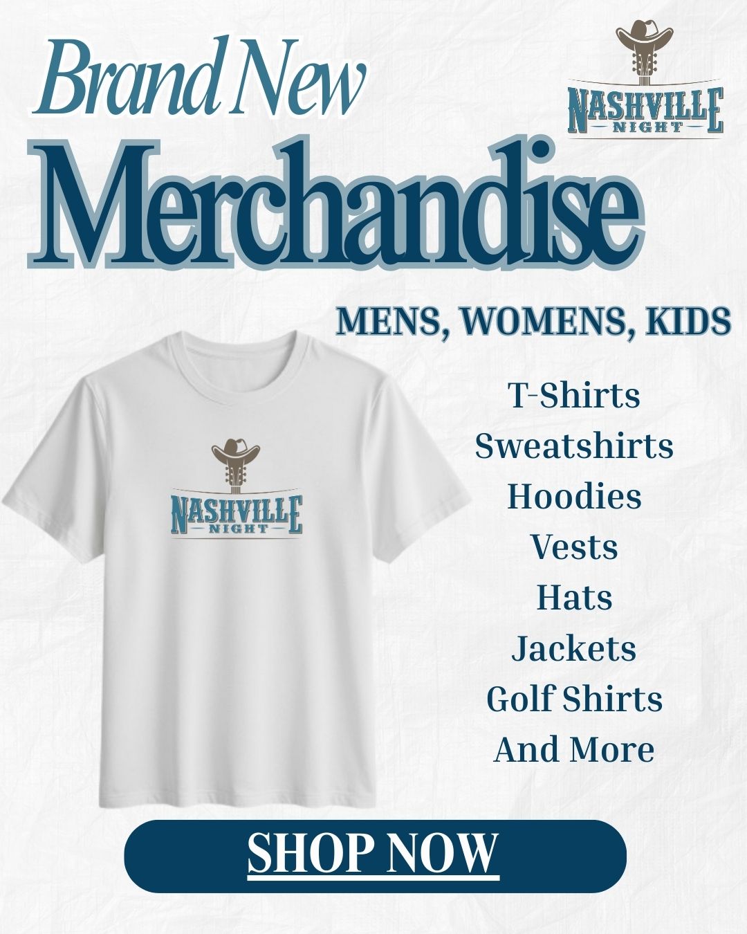 Seeing y’all rock Nashville Night merch never gets old!
Every purchase supports live music, storytelling, and the community that makes these nights so special. Thank you for wearing the brand and being part of the experience! We can't wait to see you in February!
LINK- https://bakerssport.chipply.com/nashvillenight/?action=viewall