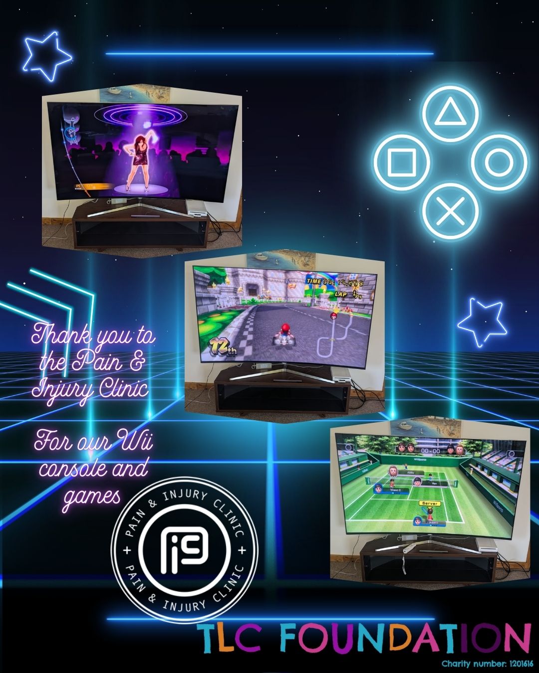 Thank you to The @pi.clinicuk for donating a Wii console and a stack of games to TLC Foundation 🎮💙
This is already making a big difference.
• Wii games encourage gentle movement through play 🕹️
• Clients move arms, legs and core without pressure 🤸
• Games support balance, coordination and reaction time ⚖️
• Sessions adapt easily for seated or supported play 🪑
• Exercise feels like fun, not therapy 😄
What we are playing.
• Mario Kart for friendly races and big laughs 🏁🍄
• A rhythm based music game to get bodies moving to the beat 🎶💃
• Wii Sports for bowling, tennis and boxing without leaving the room 🎳🎾🥊
Why it works.
• Movement happens in short bursts ⏱️
• Clear visuals help with focus and understanding 👀
• Instant feedback keeps motivation high ⭐
And yes.
• Mario rivalries are already forming 😆
• Bowling technique is being taken very seriously 🎳
• “Just one more go” is now a daily phrase 🙌
Huge thanks to the Pain & Injury Clinic for supporting our clients and helping them stay active through play 💙👏
#TLCFoundation #ThankYou #CommunitySupport #InclusivePlay #AdaptiveActivity #MovementThroughPlay #GamingForGood #WiiFun #MarioKart #WiiSports