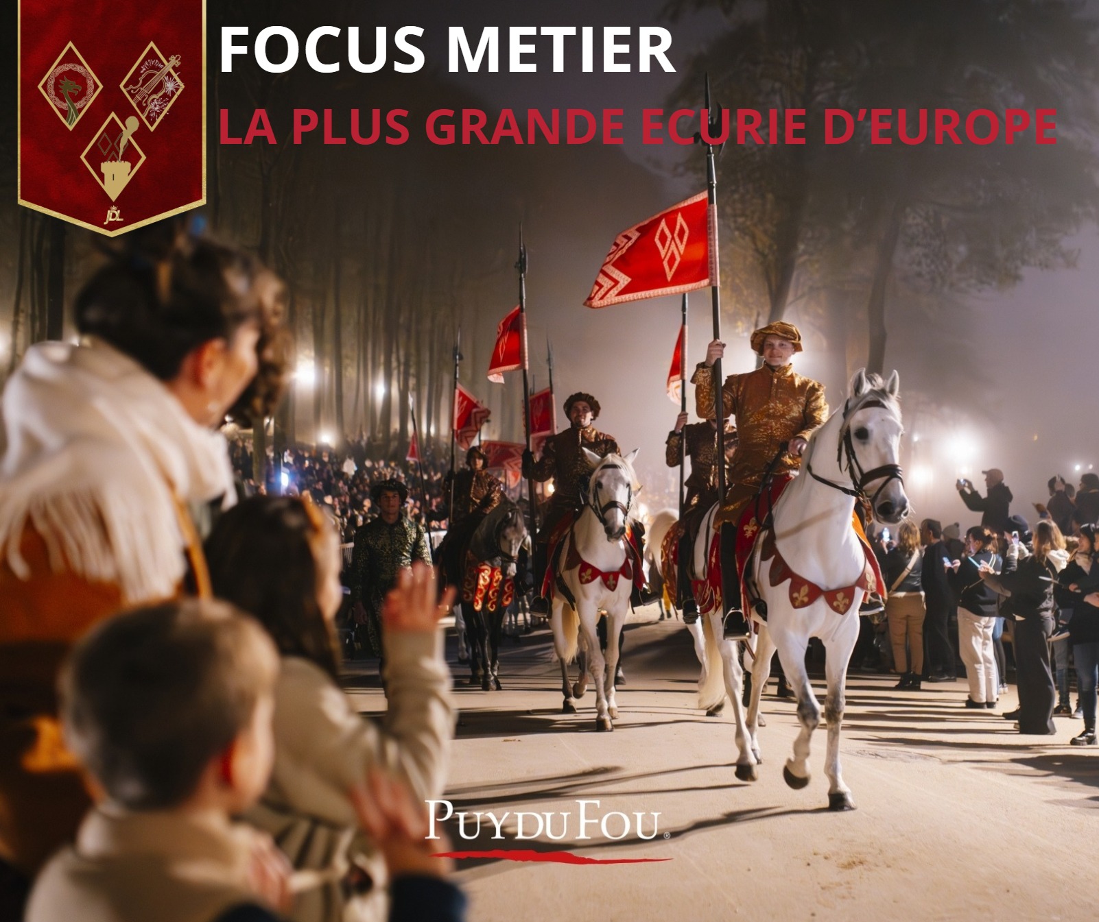 🛡️ 𝐅𝐎𝐂𝐔𝐒 𝐌𝐄́𝐓𝐈𝐄𝐑 : 𝐀𝐔 𝐂Œ𝐔𝐑 𝐃𝐄 𝐋𝐀 𝐏𝐋𝐔𝐒 𝐆𝐑𝐀𝐍𝐃𝐄 𝐄́𝐂𝐔𝐑𝐈𝐄 𝐃'𝐄𝐔𝐑𝐎𝐏𝐄 🐎🚩
Avec plus de 230 chevaux, le Puy du Fou est une référence mondiale en art équestre. Mais qui s'occupe de ces athlètes de haut niveau ?
𝑳'𝑬𝑵𝑽𝑬𝑹𝑺 𝑫𝑼 𝑫𝑬́𝑪𝑶𝑹 : 🐎 Une relation fusionnelle : Le cavalier ne se contente pas de monter ; il brosse, nourrit et soigne sa monture. C'est un binôme inséparable.
🐎 𝑬́𝒅𝒖𝒄𝒂𝒕𝒊𝒐𝒏 𝒅𝒐𝒖𝒄𝒆 : Ici, on prend le temps. Un cheval peut mettre plusieurs années avant d'être prêt pour la scène du Stadium ou du Secret de la Lance.
🐎 𝑩𝒊𝒆𝒏-𝒆̂𝒕𝒓𝒆 : Ostéopathes, dentistes équins et maréchaux-ferrants veillent quotidiennement sur leur santé.
Quel est, selon vous, le spectacle où les chevaux sont les plus impressionnants ? 👇