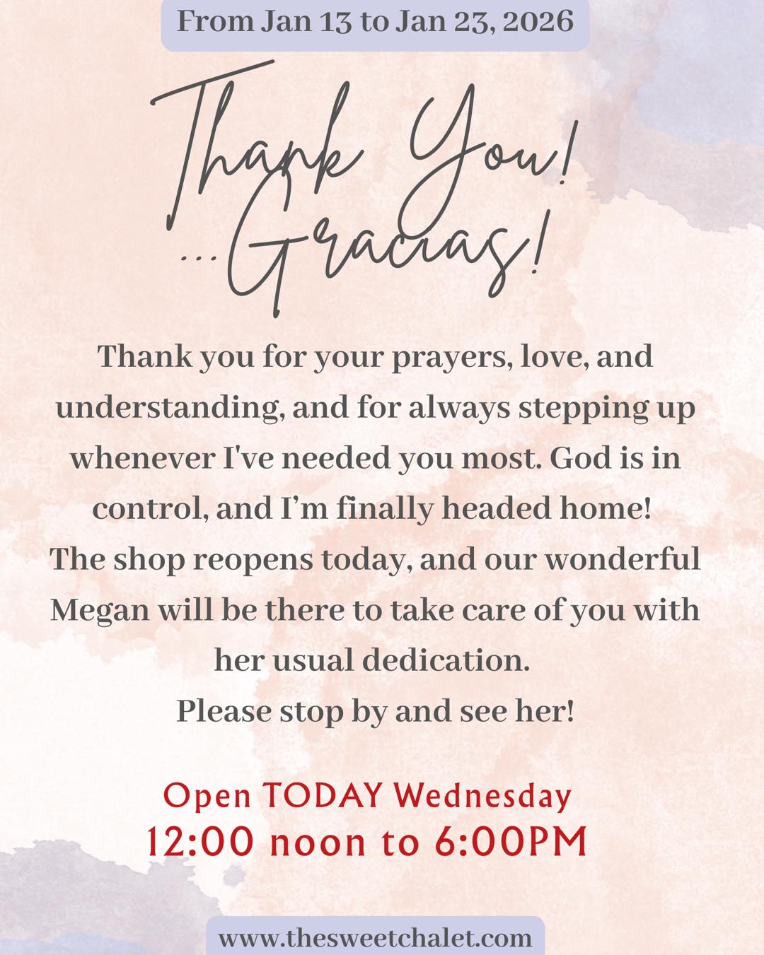 Re-Open today! Thank you for your patience and support!! We are ready for you!!! Megan will be there 12-6:00pm! Come shop with us!! Xo TSCS🏠 #florida #orlando #artisanaccents #thesweetchaletshoppe #sweetcolorlab #chocolatechameleons #thesweetchalet