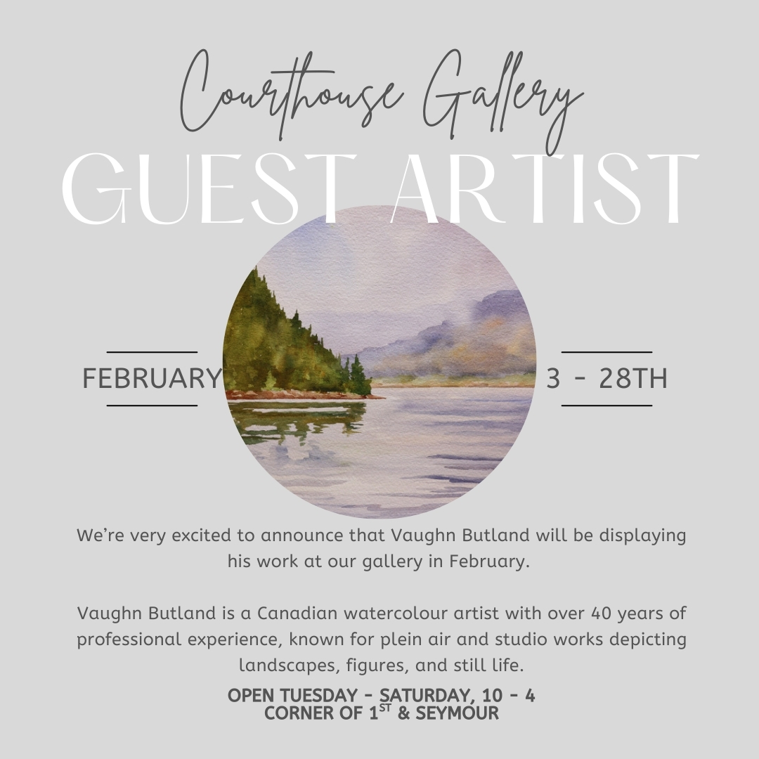 Hope you can come in and enjoy the work of Vaughn Butland. We're thrilled to have him exhibit as a guest artist with us for the month of February.
#kamloopsevents #yka #kamloopsdowntown #kamloopslocal #kamloopscourthousegallery #explorekamloops #kamloopsnow #kamloopsfarmersmarket #kamloopstourism #kamloopsartisan #kamloopsliving #kamloops #kamloopssmallbusiness #tourismkamloops #downtownkamloops #kamloopsartist