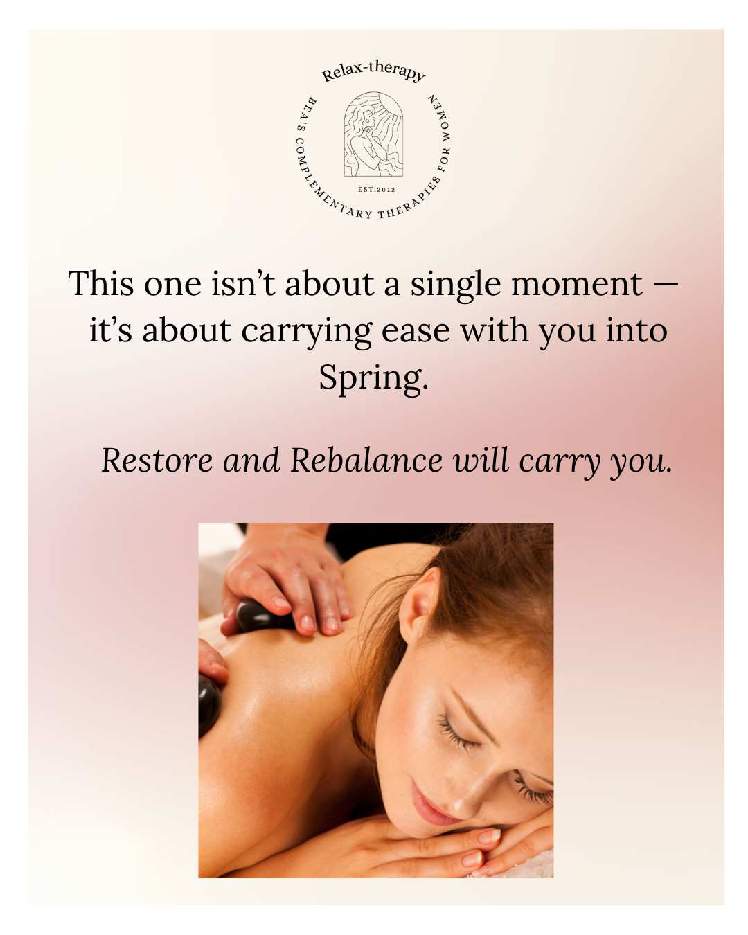 Restore & Rebalance was created for bodies that need ongoing support,
a chance to unwind, reset, and rebalance over time
as the seasons shift.
Four full body treatments, spaced to support you through spring —
so relaxation isn’t a one-off, but something your body can rely on.
Unrushed. Supportive. Intentional.
Care that unfolds gently, session by session. It can be enjoyed solo, or shared with someone you care about.
Limited availability in February - only 14 spaces available.
If you’re ready to feel steadier as spring arrives, this is here for you.
#relaxation #CR8 #relaxtherapypurley #massage #reflexology