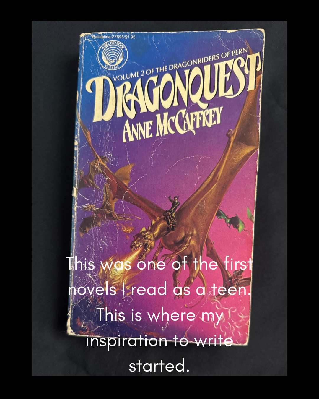 Wanted to share one of my favourite series as a teen. Anne McCaffrey made a world mixing dragons with science fiction. The series Dragonriders of Pern inspired me to write. This is volume 2 of the series. I recommend giving this series a chance. #lisakcreations #reading #writing #authorlife #annemccaffrey