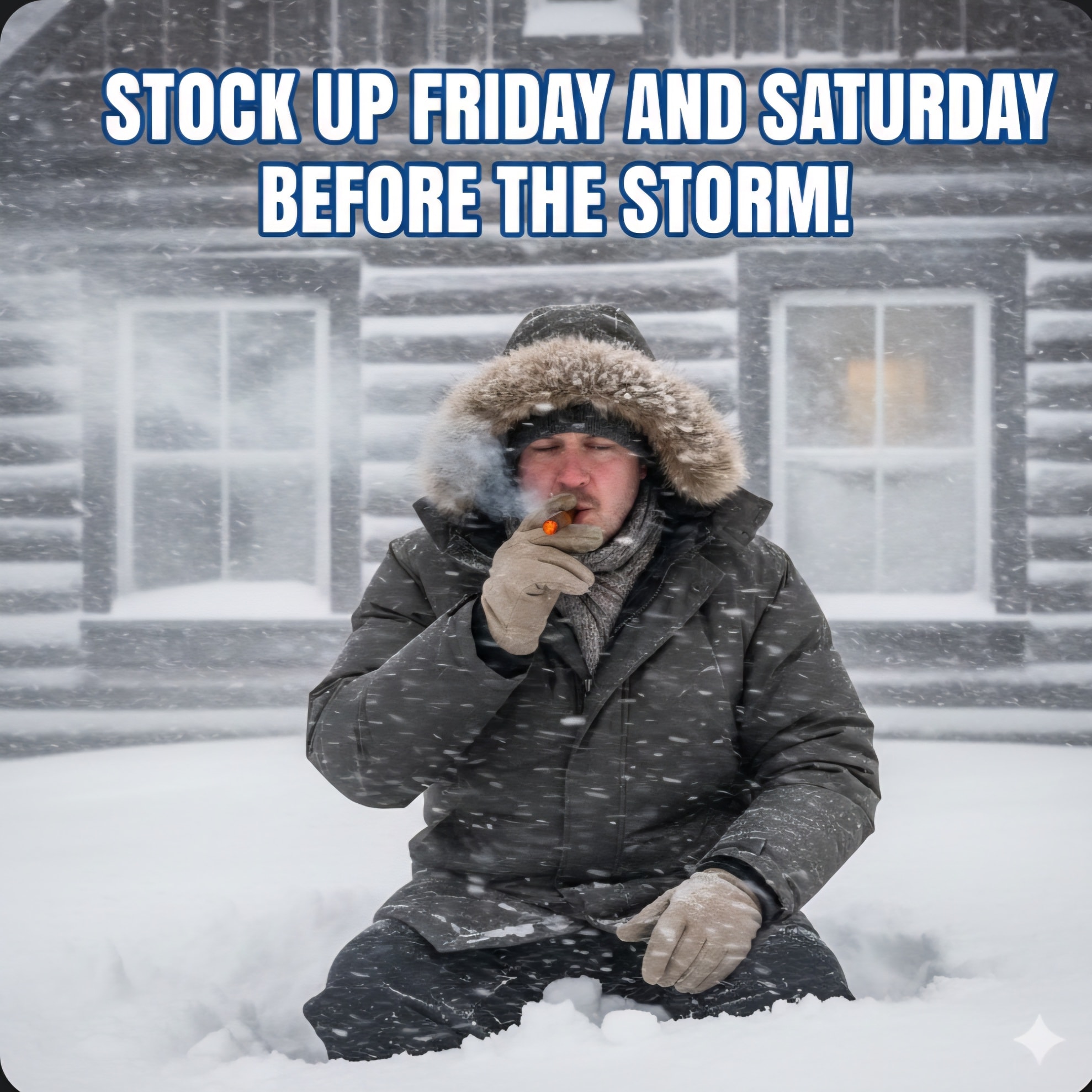 They say Saturday night to Sunday morning lots of snow! Get stocked up!