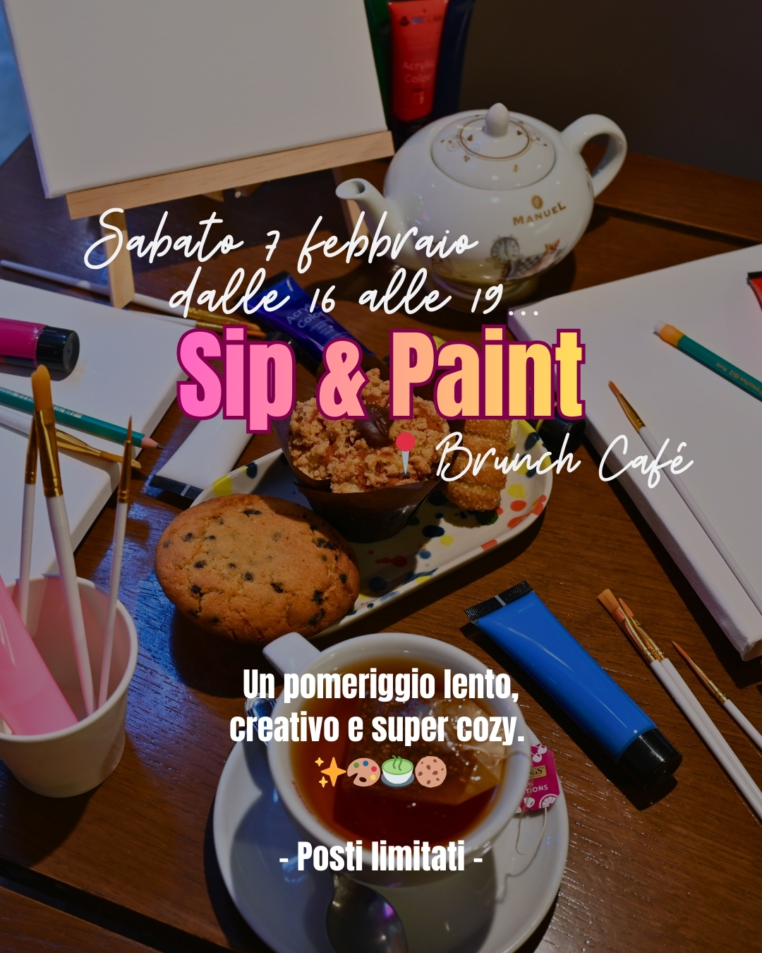 Sip & Paint arriva al 📍 Brunch Café Venezia! 🍵🎨
Il nostro tea party creativo: colori, pennelli, una tazza di tè caldo 🍵 e biscotti homemade 🍪. Per un sabato pomeriggio lento, creativo e super cozy.✨ Un’esperta sarà sempre al vostro fianco per guidarvi e aiutarvi a esprimere al meglio la vostra creatività, senza stress e senza regole!
📍 Sabato 7 febbraio | 🕓 16:00–19:00
Vieni a dipingere, rilassarti e goderti le nostre vibe 🤍
Posti limitati ✨ Prenota ora su eventbrite! Link in bio!
-
Sip & Paint lands at 📍 Brunch Café Venezia! 🍵🎨
Our creative tea party: colors, brushes, a cup of hot tea 🍵, and homemade cookies 🍪. For a slow, creative, and super cozy Saturday afternoon.✨ An expert will always be at your side to guide you and help you express your creativity to the fullest, without stress and without rules!
📍 Saturday, February 7th | 🕓 4 p.m.– 7p.m.
Come paint, relax, and enjoy our vibe 🤍
Limited spots available ✨ Book now on eventbrite! Link in bio!
#eventivenezia #sipandpaintvenezia #teapartyvenezia #brunch