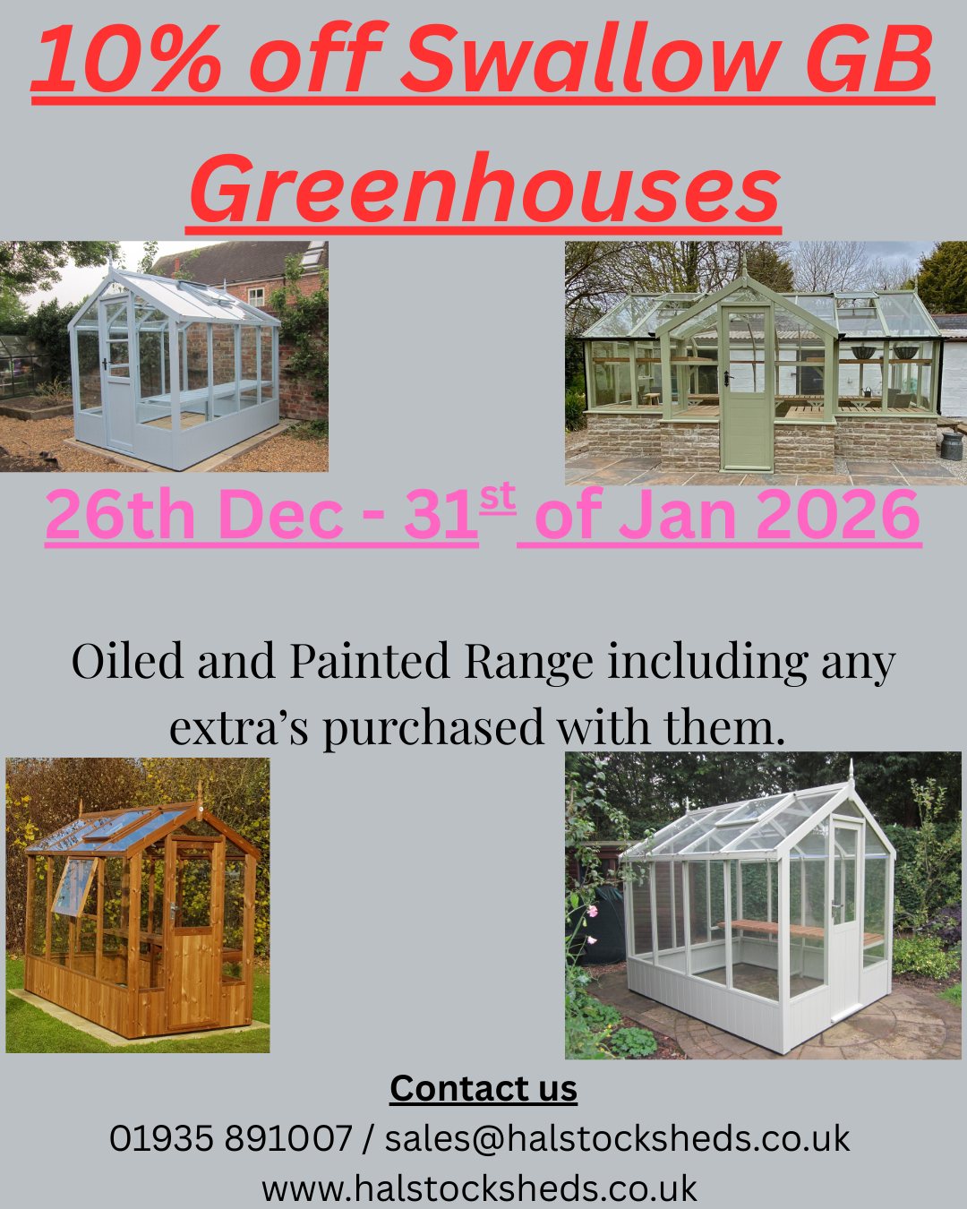 Last week to book your Swallow GB building for 10% off!
https://www.halstocksheds.co.uk/swallow-gb