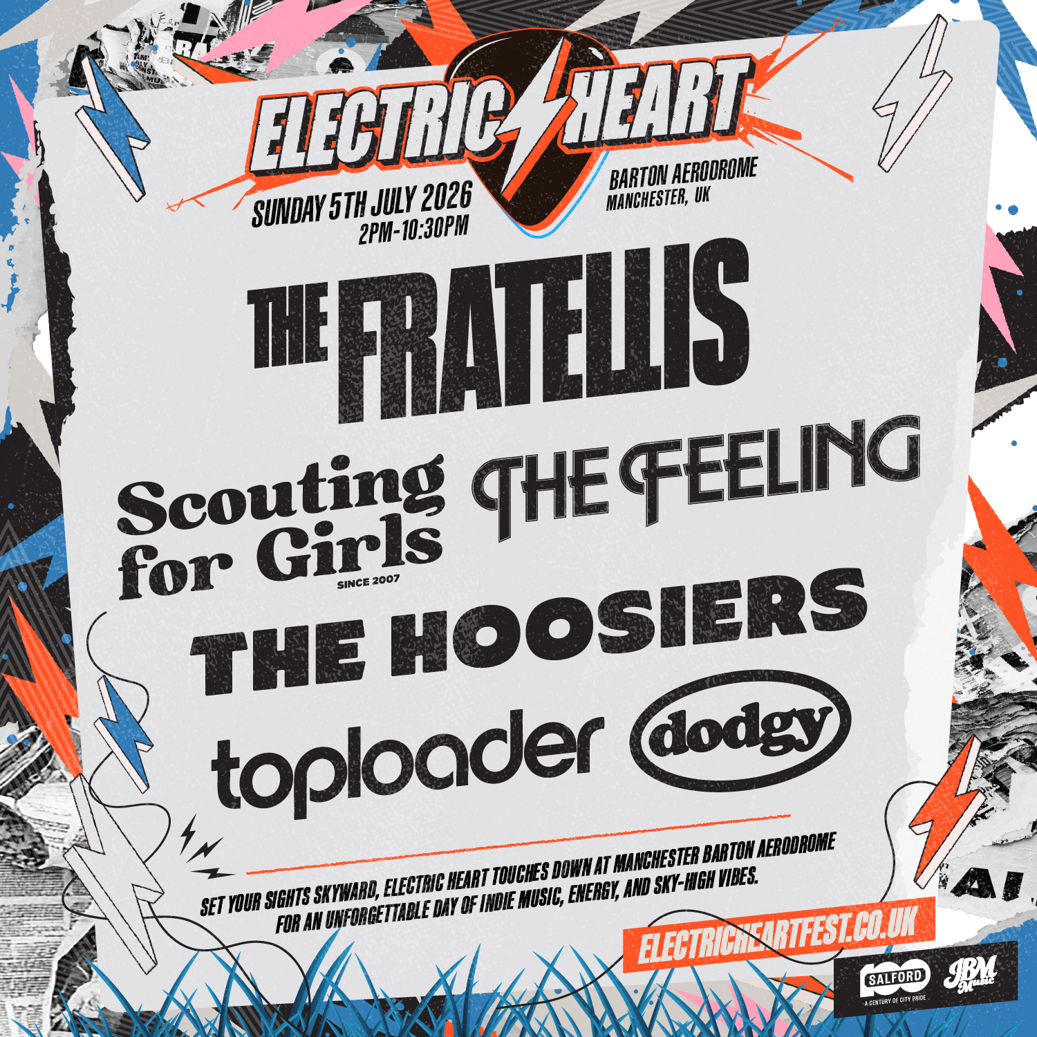 ELECTRIC HEART FESTIVAL🎸♥
Manchester, this summer we’re plugging into something MASSIVE.
On Sunday 5th July 2026, we take over Barton Aerodrome, turning an iconic open-air runway into the city’s new indie heartbeat.
A full day built for the indie lovers - sun on your face, beer in hand, voices lost to the anthems that raised us.
We’re bringing indie legends to the stage, including The Fratellis, Scouting For Girls, The Hoosiers, The Feeling & more.
This is daytime festival energy at its best. No clashes. No rush. Just big choruses, shared moments, and thousands of voices singing as one.
🎟Tickets start from £39.50+bf and go on sale THIS Friday 30th January at 9AM. Signing up is essential to access tickets. Set your alarms, sign up, and get ready for the best summer yet.
👉Sign up now : electricheartfest.co.uk
@electricheartfest