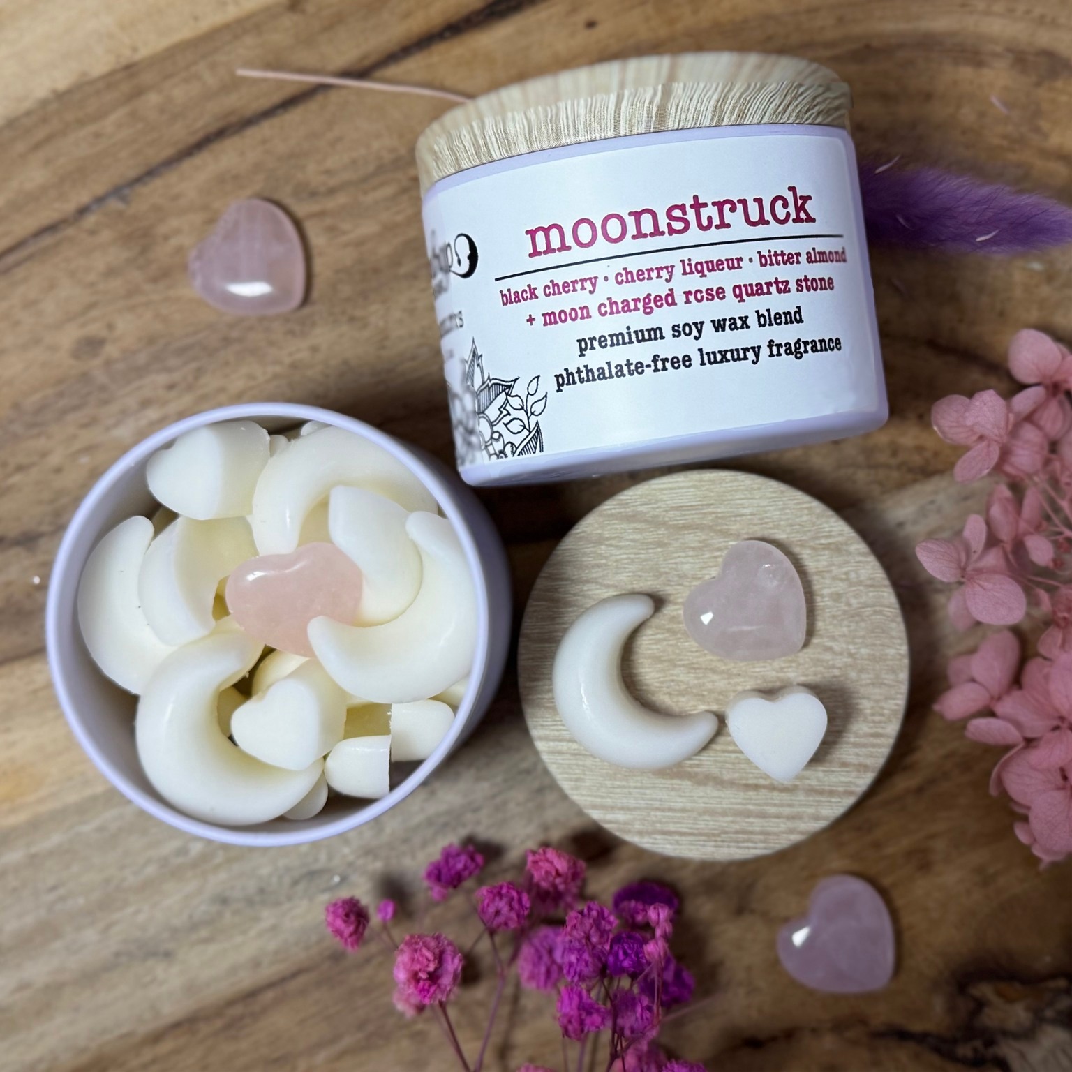 ✨ Moon Melts are here! 🌙
Hand-poured soy wax blend with luxury phthalate-free fragrance oils — no flame needed.
Moonstruck: juicy black cherry + cherry liqueur, softened with warm bitter almond. 🍒
🩷 Reusable tin Includes heart shaped rose quartz 🩷
Cozy vibes, moon magic, repeat. ✨
SHOP OUR WEBSITE: www.MDGsoapStudio.com
#MoonMelts #SoyWaxMelts #MoondropGardens #Handpoured #PhthalateFreeFragrance #CelestialVibes #WaxMeltAddict #CozyVibes #SmallBatchGoods #ShopSmall #waxmelts