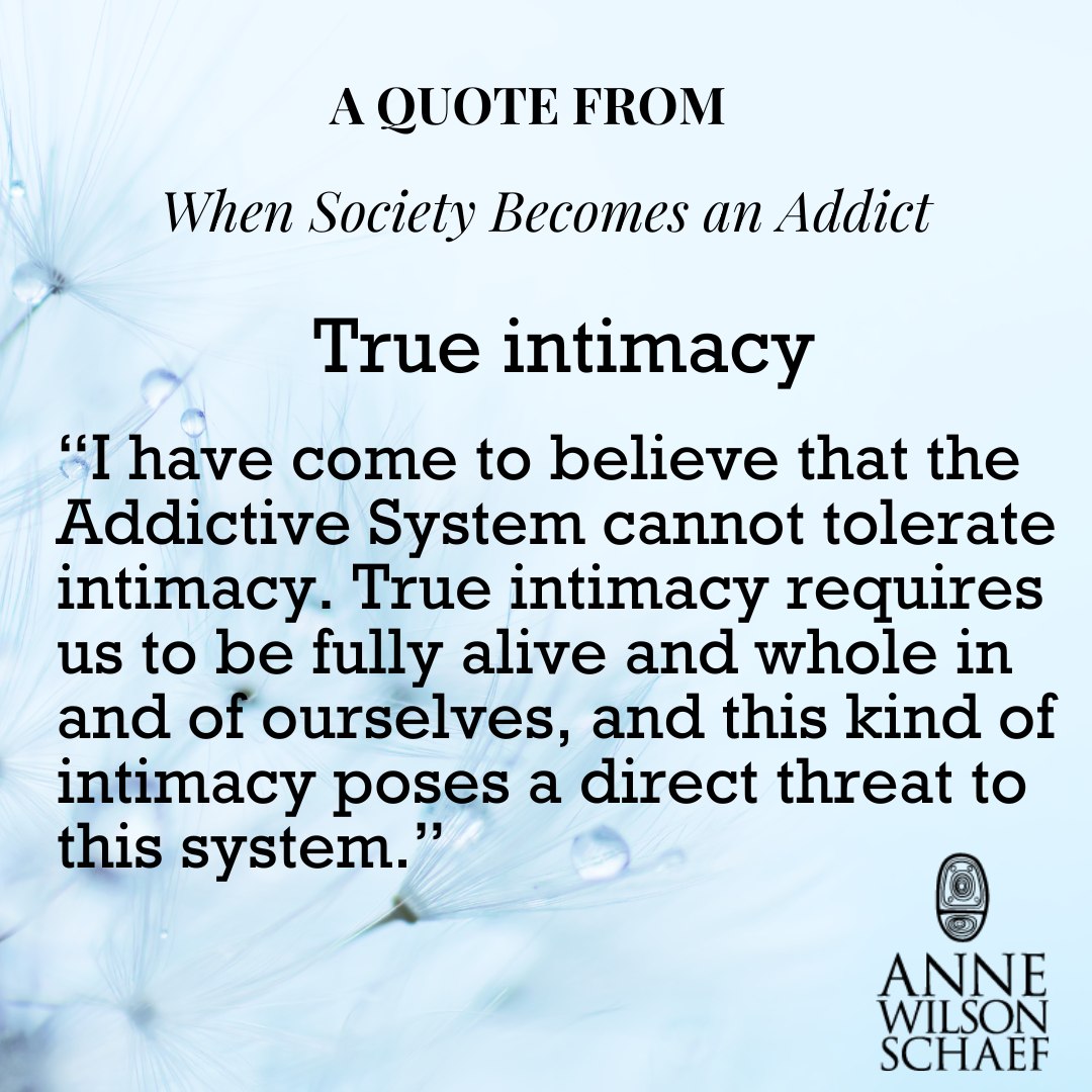 I have come to believe that the Addictive System cannot tolerate intimacy. True intimacy requires us to be fully alive and whole in and of ourselves, and this kind of intimacy poses a direct threat to this system. #intimacy #addictionawareness #AddictionRecovery #addictivesystem