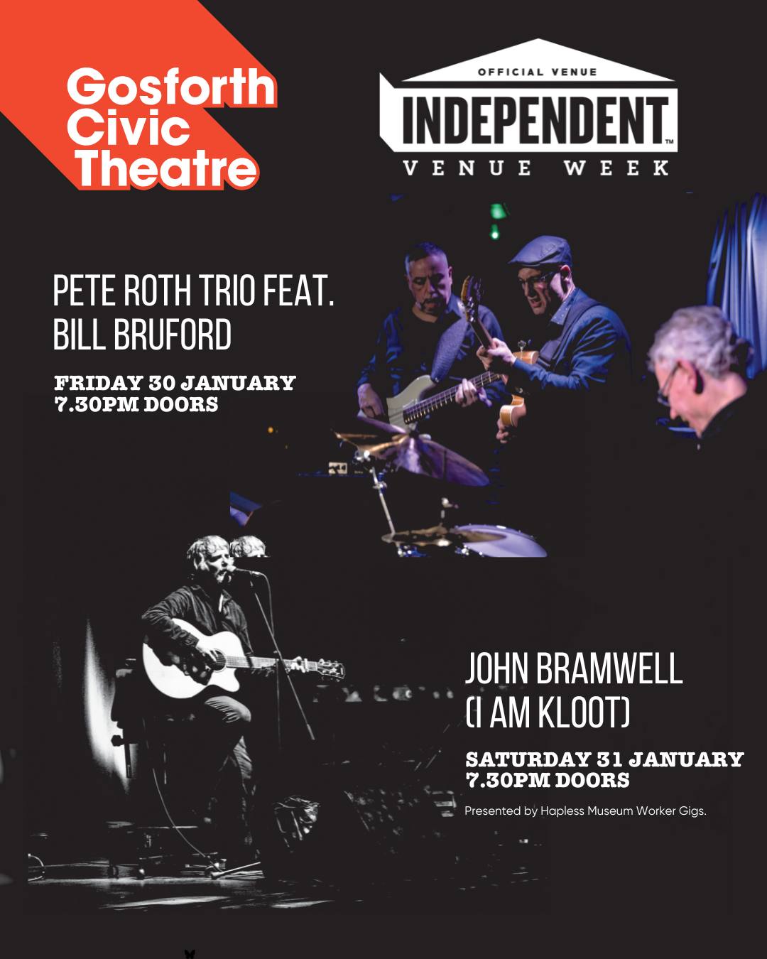 It's finally here! We're taking part in #IVW26 with two incredible shows: Pete Roth Trio ft. Bill Bruford and John Bramwell (I am Kloot). Can't wait to see you down the front 👀
Find the details on our website via link in bio.