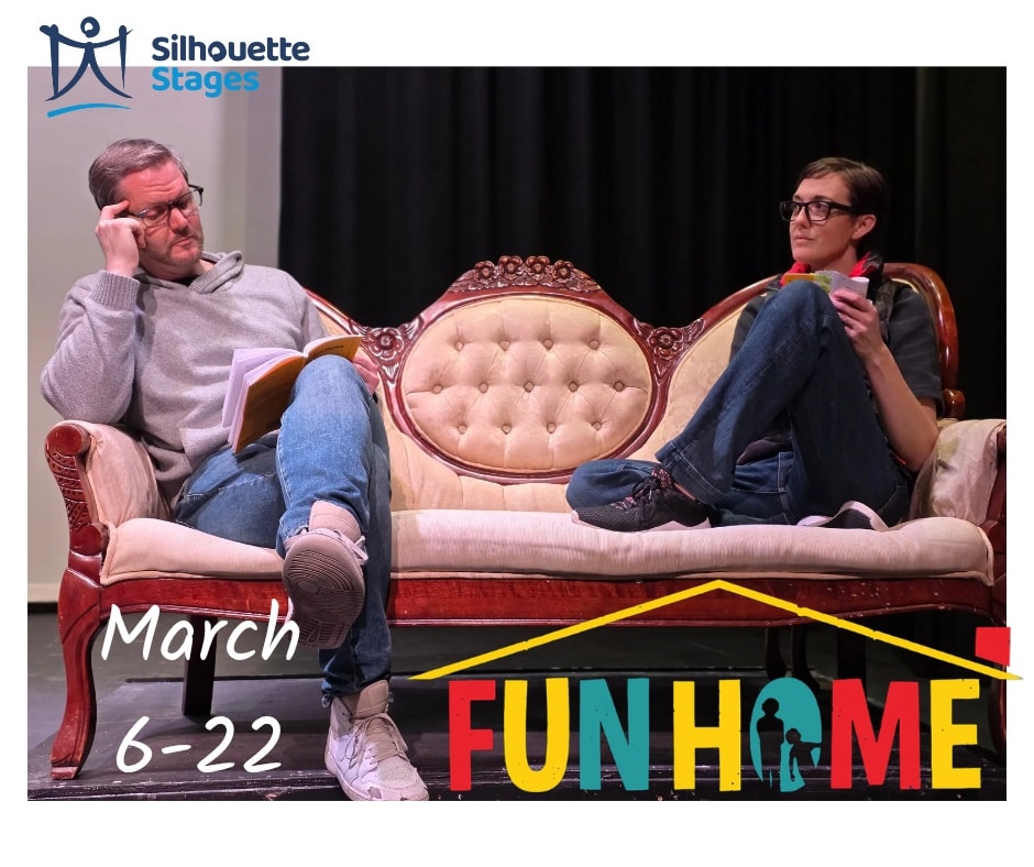 We hope you are staying nice and warm at home today during this storm. Maybe today is the perfect time to get your tickets for our Fun Home! Get them at our website. 🏡 #silhouettestages #supportlocaltheater #communitytheatre #funhome