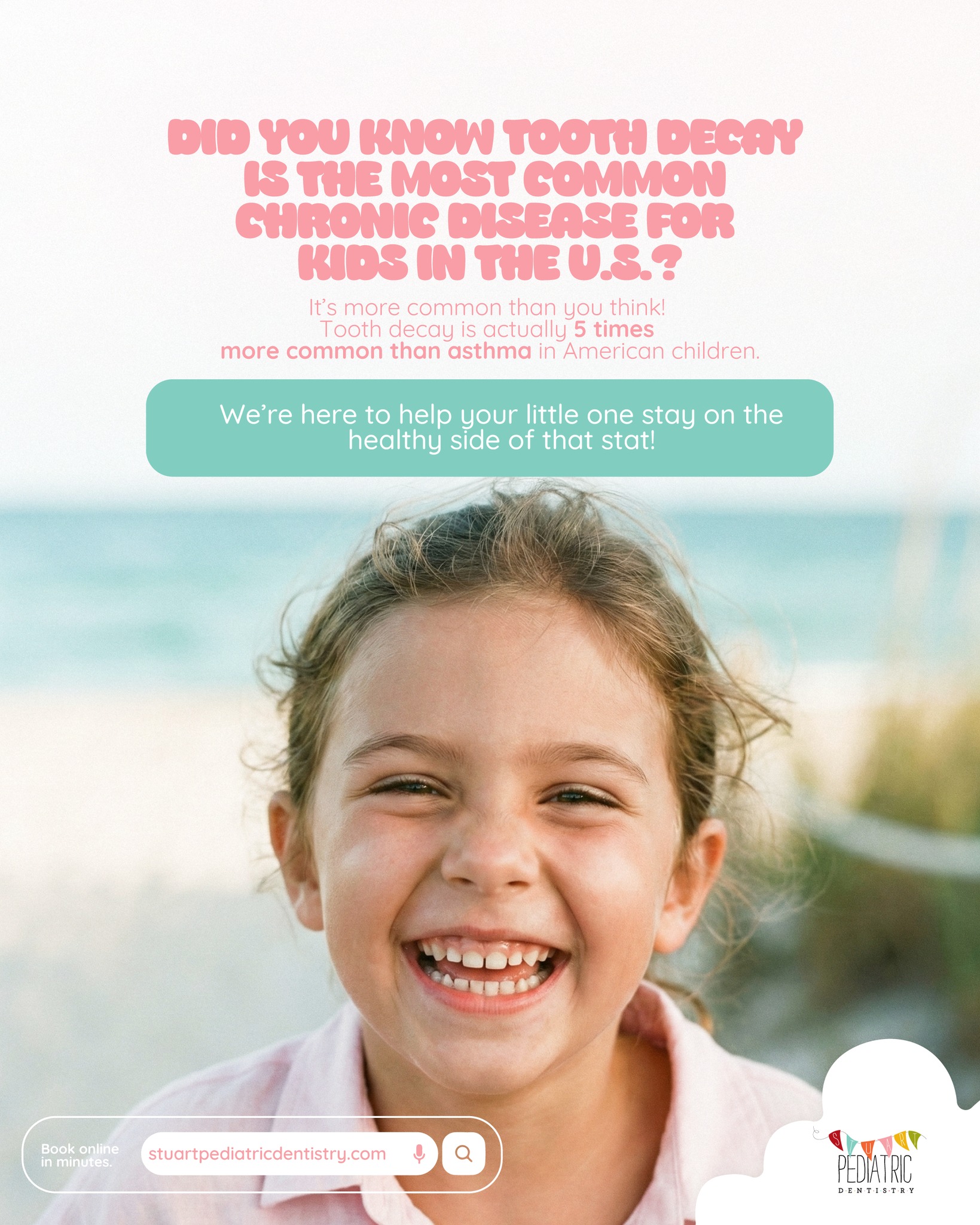 When decay is untreated, it doesn’t stay in the mouth. It can show up as missed school, trouble concentrating, disrupted sleep, and a kid who’s “off” but can’t explain why.
Preventive care is more than a checkup—it’s protecting your child’s time and comfort.
If your child is overdue, let’s make the catch-up plan simple. Book online at stuartpediatricdentistry.com (24/7) or call us and we’ll handle the rest.
#KidsHealth #SchoolReady #StuartParents #PediatricOralHealth #CavityPrevention #FamilyDentistry