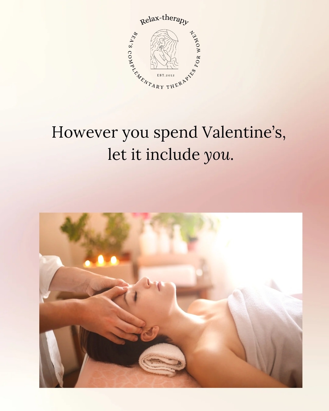 Valentine’s pressure is loud this time of year.
The ads say: candles, roses, expensive plans — but real life says:
tight shoulders, cold feet, busy minds, no space to exhale.
The real enemy isn’t “not doing enough” — it’s ignoring what your body is actually asking for.
Sometimes love looks like warmth, touch, and slowing down. 😌
However you spend Valentine’s, let it include you and massage.
I have limited availability with Blissful Duo Collection in February.
Soft care still counts as real love.
#massage #reflexology #selfcare #purley