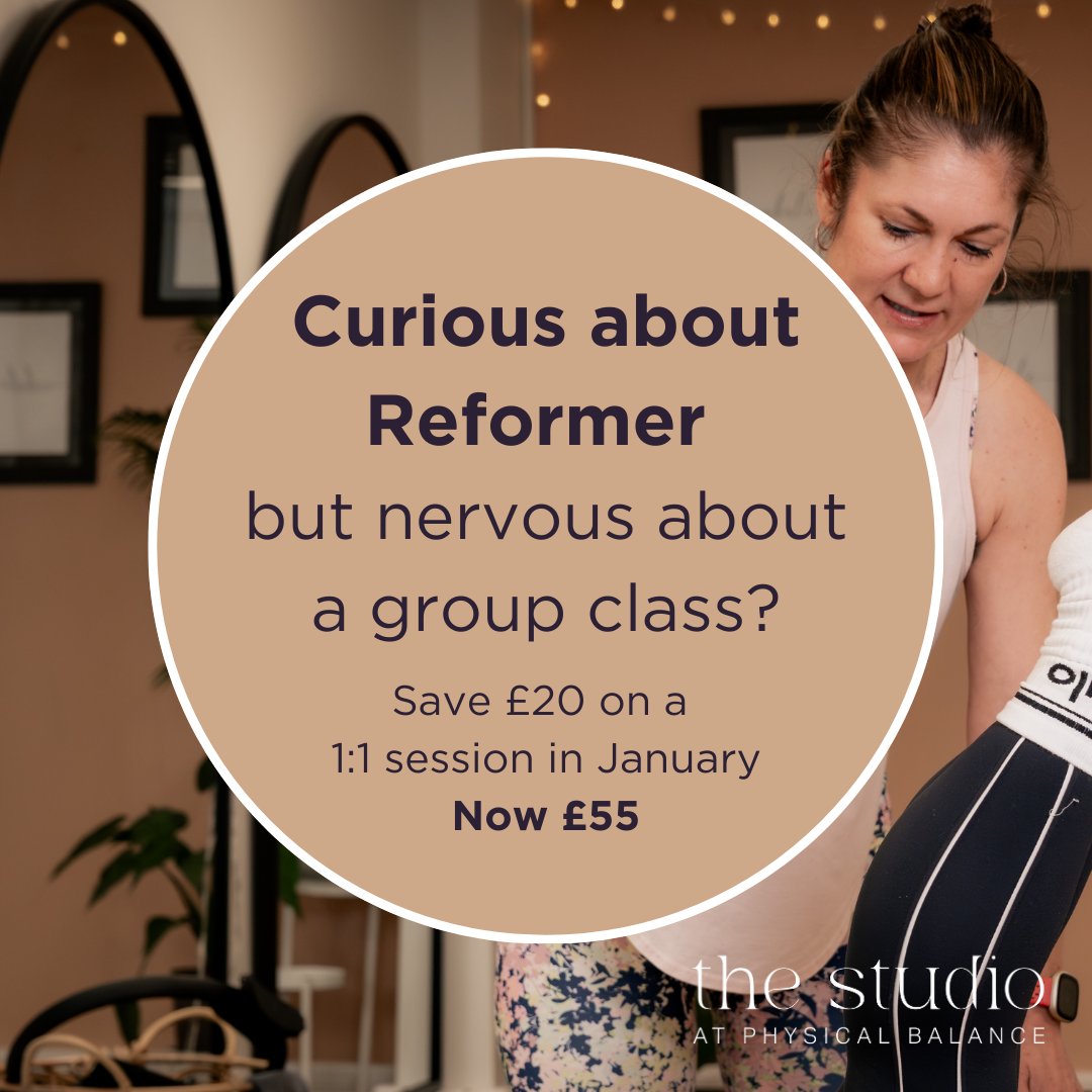 Curious about Reformer but feeling nervous about a group class?
You’re not alone 🤍 Why not start with a 1:1 Reformer session, allowing you to move at your own pace, with full support this January and save £20.
If you're new to @thestudioatphysicalbalance you can book a 1:1 Reformer session for just £55 during January - just use code JAN£20OFF121 at the check-out to secure your saving ⭐
Just visit our website (link in our bio) to book your session and if you have any questions, just call us on 01256 770022 and we'll be happy to help 😊
#physicalbalance #basingstokeclinic #physicalbalancestudio #thestudioatphysicalbalance #pilatesbasingstoke #yogabasingstoke #reformerpilatesbasingstoke #PrivateSession #TrainTogether #StudioOffer #121Session