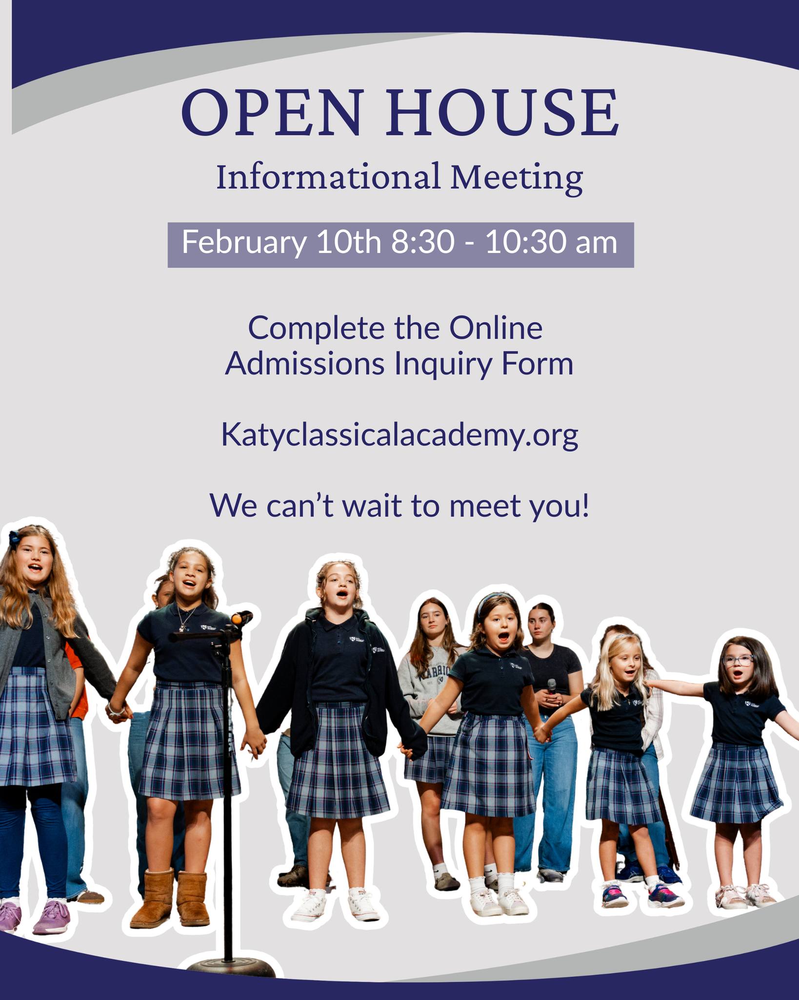 Date: Tuesday, February 10: 8:30-10:30 am
Time: 8:30–10:30 a.m. (check-in begins at 8:15)
Steps: Complete an Admissions Inquiry Form on our website if you haven’t already.
Registration: Once your form is received, the Admissions Department will confirm and send a link to register for the meeting.
#classicaleducation #katyhomeschooling #katytx #homeschool #kca #kca2025 #christianclassicaleducation #classicalchristianschool #ClassicalChristian #FamilyFaith #katy #katytx #kindergartenhomeschool #ClassicalChristianEducation #FormingHeartsAndMinds