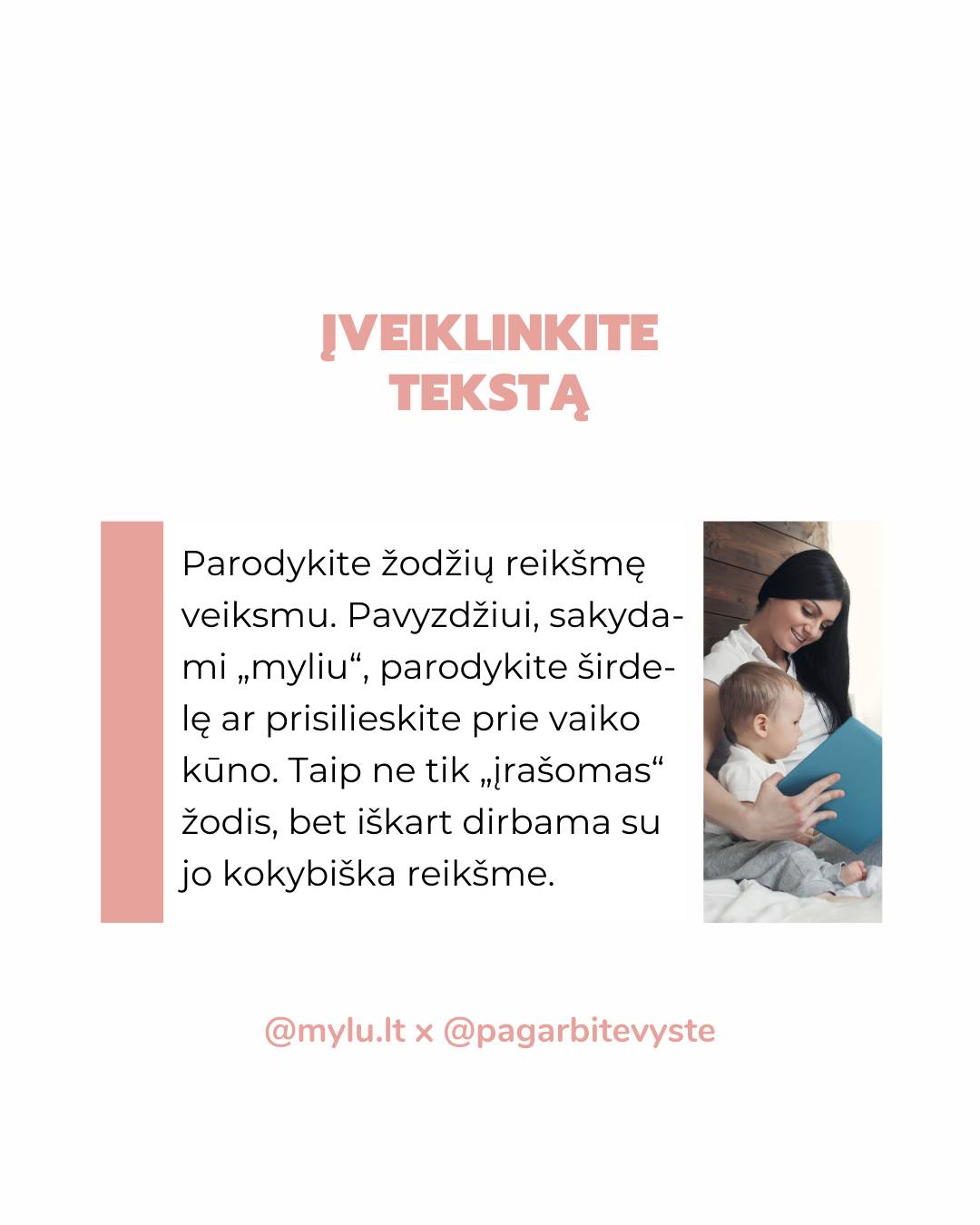 KAIP SKAITYTI VAIKAMS? 🔊Monotoniškas skaitymas ne tik nuobodus, bet ir nenaudingas smegenims! Jei skaitote greitai, kūdikis neskiria, kur prasideda ir baigiasi žodis – jam tai skamba kaip vienaaaaa ilgaaaa kalbaaaa.
Neuroedukatorė Žydrė Dargužytė-Černiauskienė Mylu.lt tinklalaidėje „Pagarbi tėvystė“ dalinasi 3 būdais, kaip paversti tekstą gyvu malonumu klausytis:
🎶Garsų akcentavimas: Skaitykite lėtai. Kartokite ir išryškinkite svarbius garsus, pvz., M... M... Myliu tave. Tai padeda formuoti kalbą.
🤸♀️Balso žaismas: Keiskite intonacijas, tempą, net mimikas! Tai taip įrašoma į smegenis kaip vertingesnė informacija.
🤝Įveiklinimas: Susiekite žodžius su fiziniu veiksmu. Sakydami „noriu“, suspauskite kumščius; kalbėdami apie meilę, prisilieskite. Taip vaikas iškart mokosi kokybiškos žodžio reikšmės.
🛤O kaip dėl iliustracijų? Jos tokios pat svarbios kaip tekstas! Analizuodami iliustracijas, klauskite vaiko: „Ką, tavo manymu, šis veikėjas daro?“ Tai lavina refleksiją ir parodo, kad jo atsakymas yra svarbus!
Viso tinklalaidės epizodo „025: Ankstyvojo skaitymo svarba“ klausykite mylu.lt arba jums patinkančiose muzikos platformose.
👉 Išbandykite šiuos patarimus jau šį vakarą ir stebėkite vaiko reakciją!
- Dovilė 🤍 @pagarbitevyste
⠀
#pagarbitevyste #pagarbitėvystė #motinyste #naujagimis #kudikis #skaitymas #skaitymonauda #knygoskudikiams #skaitymaskudikiams #skaitymasvaikams #tėvystė #motinystė #vaikas #kūdikis #kūdikiomiegas #tinklalaidepagarbitevyste #AnkstyvasisSkaitymas #KalbosRaida #VaikuAuginimas #Neuroedukacija #SkaitymasKudikiams #SkaitymoMetodika #KaipSkaityti #VaikuKalba #Intonacija #MyluLt