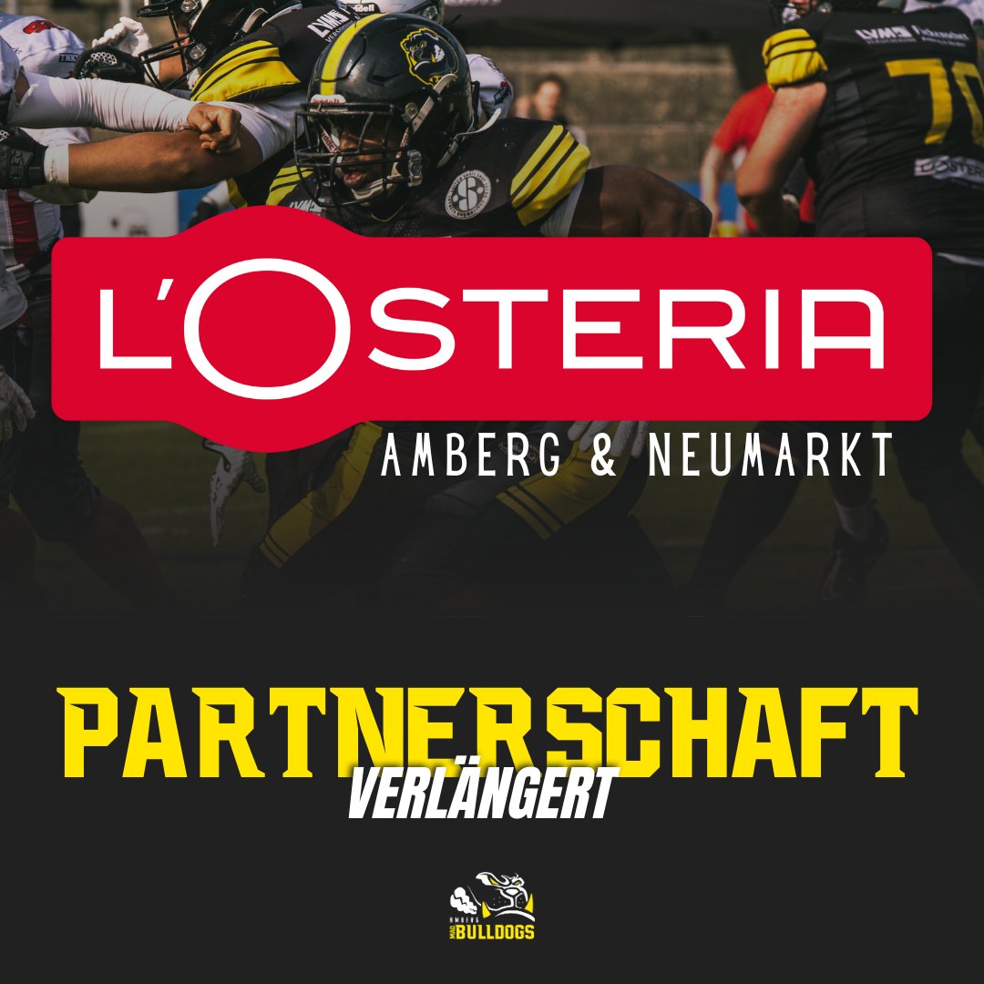 Big Pizza for Big Boys! 🍕🏈
Gute Nachrichten für den großen Hunger: Wir verlängern unsere Partnerschaft mit der L'Osteria Amberg & Neumarkt!
Wer auf dem Platz alles gibt, muss die Speicher wieder auffüllen. Ob "Carb Loading" vor dem Gameday oder das Belohnungsessen nach dem Sieg – wir wissen, wo es die beste Pizza & Pasta der Stadt gibt. Wir freuen uns riesig, dass uns die Teams aus Amberg und Neumarkt auch in der kommenden Season supporten.
Grazie mille für die Gastfreundschaft und den Support! Wir sehen uns am Tisch (und wir bringen Hunger mit). 🍝😋
#MadBulldogs #LOsteria #Amberg #Neumarkt #Sponsoring #PizzaLiebe #CarbLoading #AmericanFootball #Partnerschaft #BestPizzaInTown