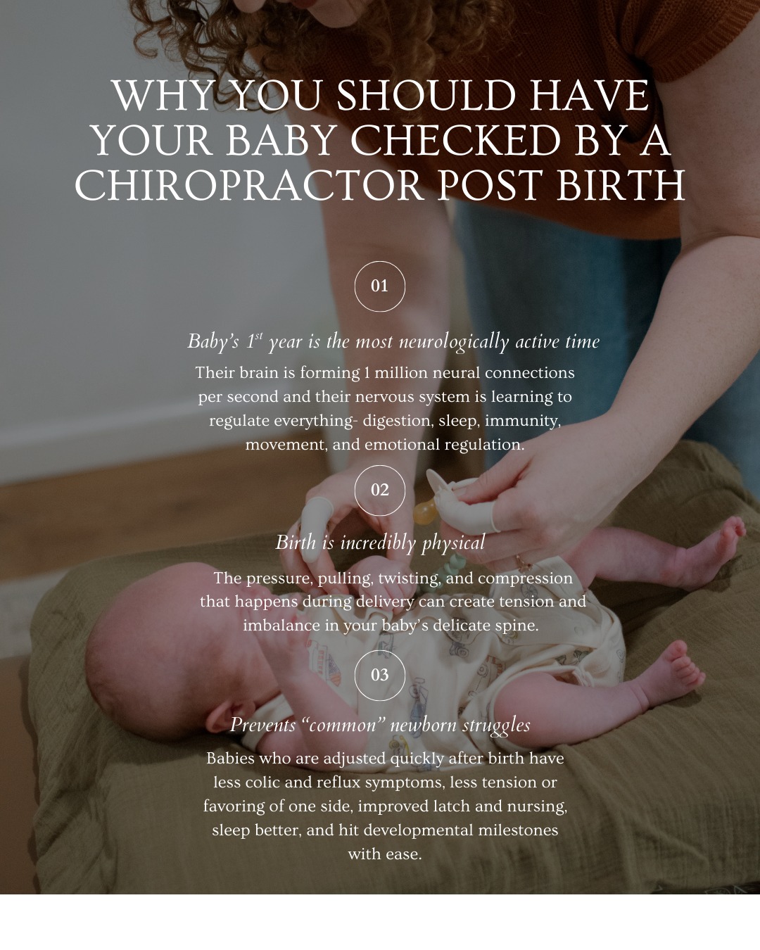 "When should I get my baby checked?"
As soon as possible.
Your baby's first year is the most neurologically active time of their entire life. Their brain is forming 1 million neural connections PER SECOND. Their nervous system is learning how to regulate everything: digestion, sleep, immune response, movement, emotional regulation.
But birth (even the "easy" ones) is incredibly physical. The pressure, pulling, twisting, and compression that happens during delivery can create tension and imbalances in your baby's delicate spine, especially in the upper neck.
This interference can show up as:
-Colic and excessive crying
-Difficulty latching or nursing on one side
-Torticollis (head tilting/preference)
-Reflux and digestive issues
-Sleep struggles
-Developmental delays in rolling, crawling, sitting
When we check babies (as early as hours or days old), we're not "fixing" them. We're removing any interference in their nervous system so their body can develop, heal, and grow the way it's meant to.
Gentle, specific adjustments support:
✨ Proper brain-body communication
✨ Optimal digestion and sleep
✨ Immune system development
✨ Motor skill progression
✨ Emotional regulation
The earlier you support your baby's nervous system, the stronger their foundation for lifelong health.
Your baby's nervous system is their lifeline. Make sure it's functioning at 100% from day one.
📍 Schedule your newborn's first check. We make it gentle, quick, and stress-free for your whole family. Link in bio.
.
.
.
#wildbloomchiro #gallatintn #sumnercounty #baby #chiropractic #birth #PostpartumSupport