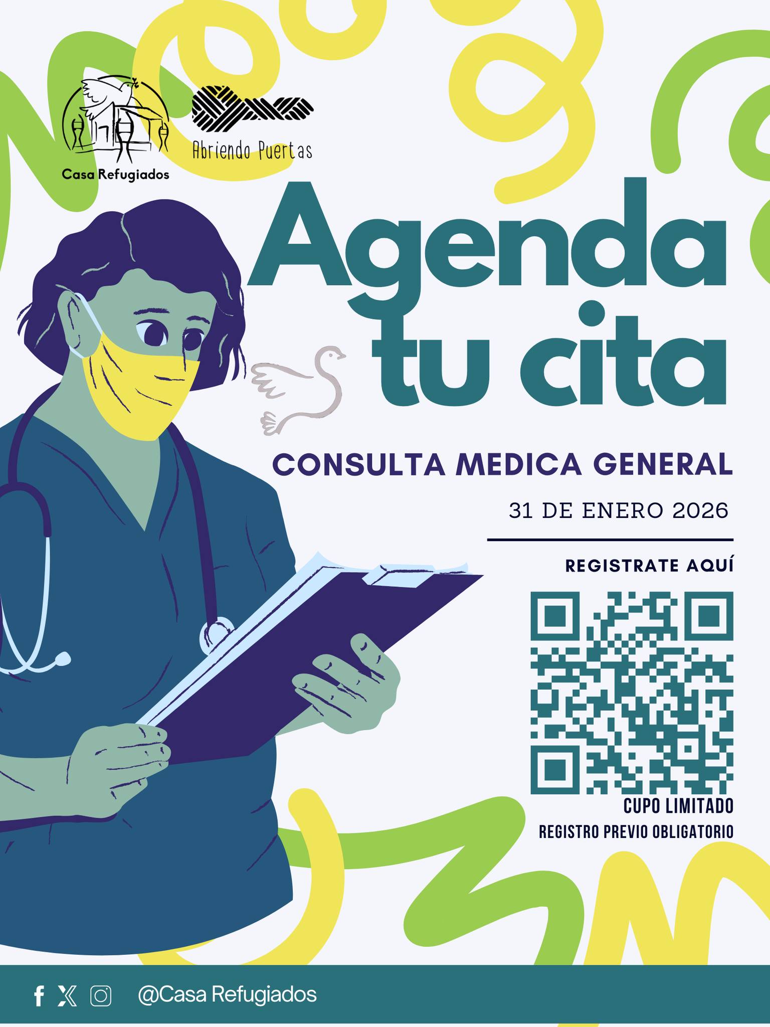 Este sábado contaremos con consulta médica general GRATUITA.
Para conocer los detalles, ubicación del servicio y poder acceder a la atención, es necesario realizar el registro previo a través del código QR.