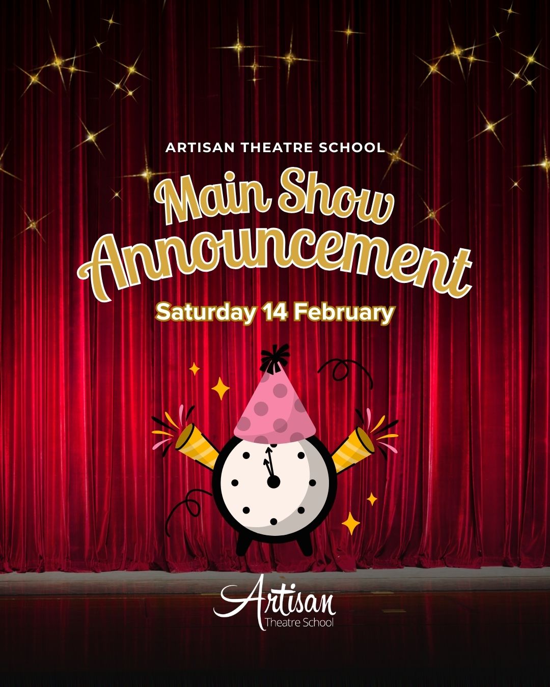 Something BIG is coming… 👀✨
We are SO excited to finally reveal our next full-scale production – and trust us, this one is a fan favourite.
🎭 Show reveal: Saturday 14 February
Any guesses? Drop them in the comments below ⬇️
#ComingSoon #ArtisanTheatre #TheatreKids #StageLife #MusicalTheatre