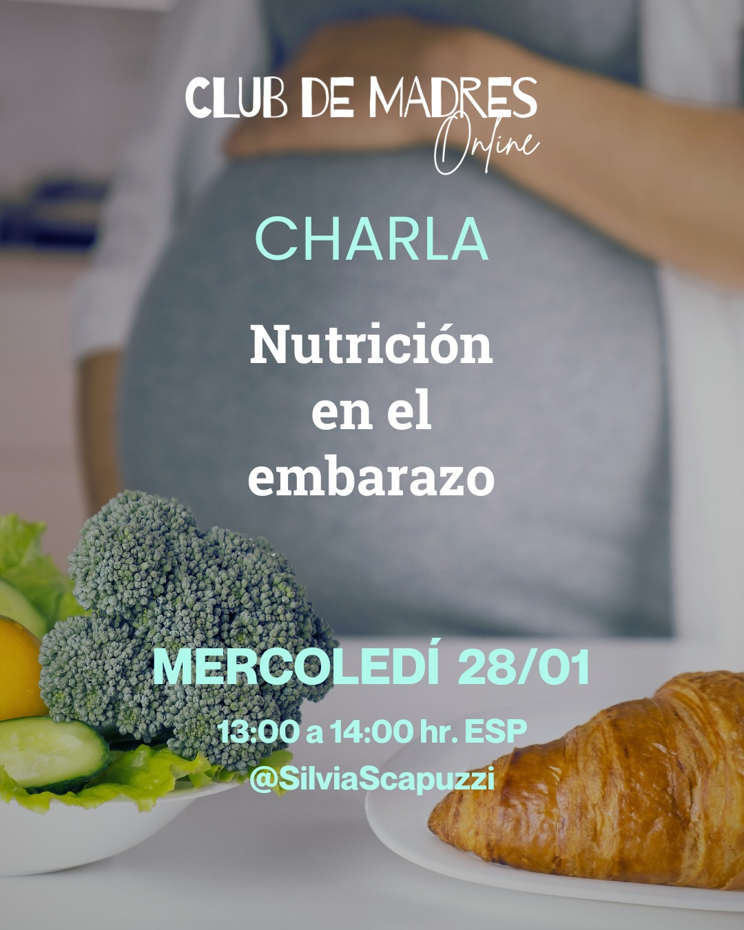Nutrición en el embarazo
Facilitado por Silvia Scapuzzi, dietista.
🗓️ Miércoles 28 de enero
🕐 13:00h
📍 Club de Madres online
¿Estás embarazada y comer te genera dudas y estrés?
¡Es normal! Comer en el embarazo puede llegar a ser motivo de estrés: quieres cuidar de tu bebé, sentirte tranquila con lo que comes, quizás te preocupa la subida de peso (spoiler: no debería).
En este webinar hablaremos de alimentación en el embarazo con un enfoque libre de cultura de dietas, desde una mirada práctica y basada en evidencia científica. Se proporcionarán tips de educación alimentaria claros, estrategias para hacerte la vida fácil y te llevarás un pdf de regalo.
Un espacio para aprender y confiar. Porque te mereces disfrutar de la comida, siempre, también en el embarazo.