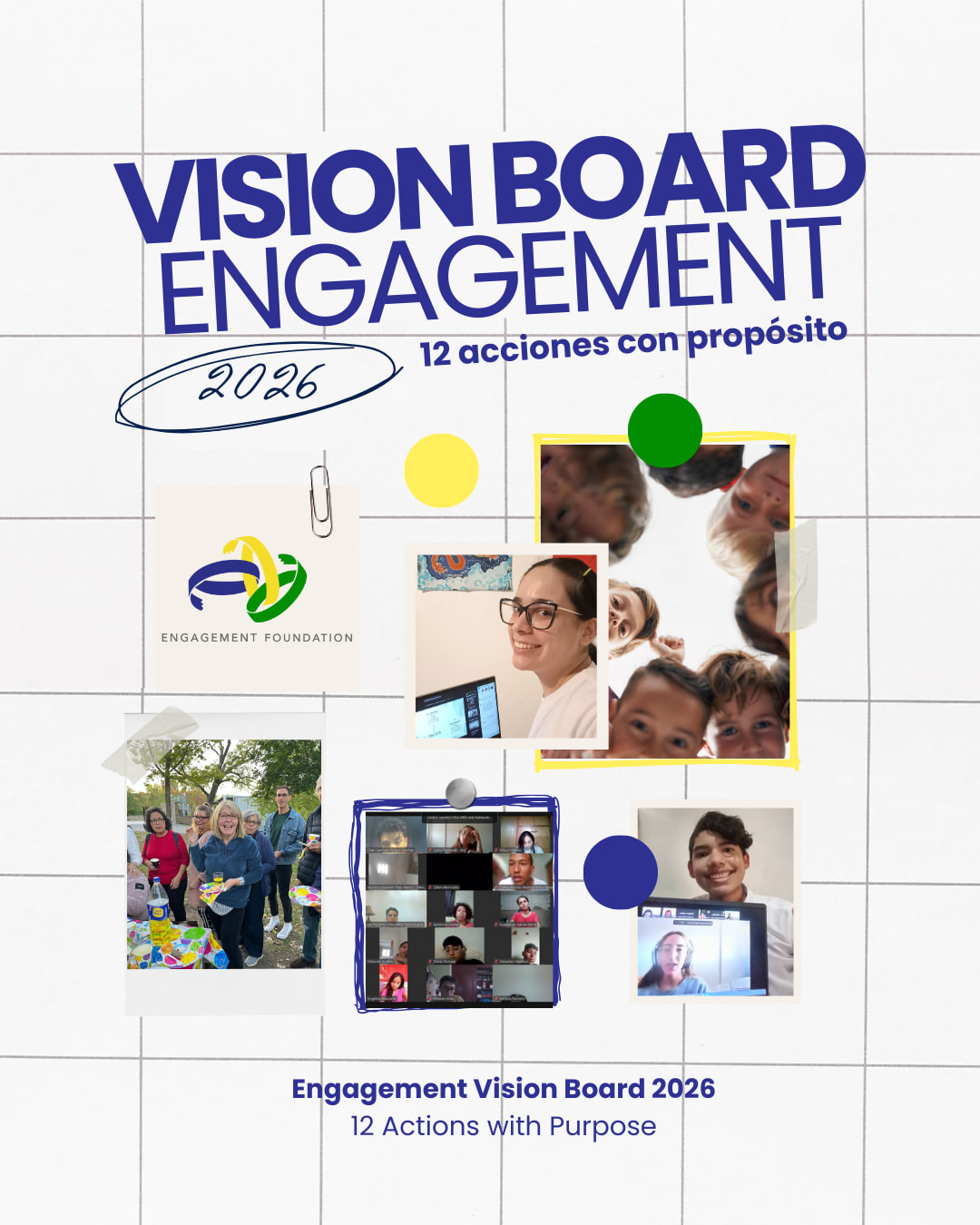 ¡Compartimos nuestro Vision Board Engagement 2026 contigo! ✨
Este año, tus propósitos pueden ir más allá de lo personal.
Pueden convertirse en acciones que impacten vidas, comunidades y futuros.
Creamos esta cartilla de 12 retos con propósito, inspirados en los valores de Engagement Foundation: educación, bienestar, inclusión y acción solidaria.
- Elige los retos que conecten contigo
- No tienes que completarlos todos
- Cada acción cuenta
¿Cómo participar?
1️⃣ Guarda esta cartilla
2️⃣ Compártela en tus stories
3️⃣ Personalízala (agrega tu nombre, foto y marca los retos que elijas)
4️⃣ Etiquétanos @EngagementFound e invita a tus amigos a compartir sus retos con propósito de este 2026.
Inspira a otros mostrando que el cambio empieza contigo.
Pequeñas acciones. Gran impacto colectivo. 💛
👉 Repostearemos y celebraremos cada paso que des.
–
(ENG)
Engagement Vision Board 2026 ✨
This year, your goals can go beyond the personal.
They can become actions that create real impact in people’s lives and communities.
We created this vision board with 12 actions with purpose, inspired by the core values of Engagement Foundation: education, well-being, inclusion, and social action.
- Choose the actions that resonate with you
- You don’t have to complete them all
- Every action matters
How to participate:
1️⃣ Save this vision board
2️⃣ Personalize it (add your name, photo, or selected actions)
3️⃣ Share it on your stories
4️⃣ Tag @engagementfound
Small actions. Collective impact. 💛
-
#EngagementVisionBoard2026 #ActionsWithPurpose #EngagementFoundation #VisionBoard2026