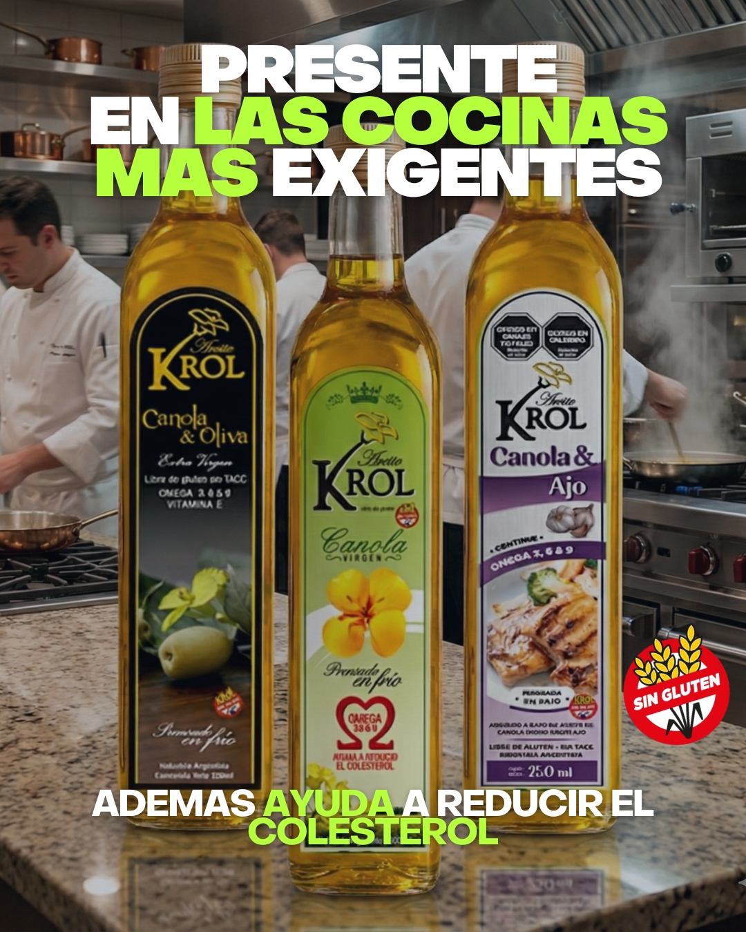 No es casualidad.
KROL está presente en las cocinas más exigentes
Porque cuando la calidad importa, se nota en cada plato.
✔️ Prensado en frío
✔️ Natural
✔️ Ayuda a reducir el colesterol
✔️ Sin gluten
👉 Elegí cocinar mejor, todos los días.