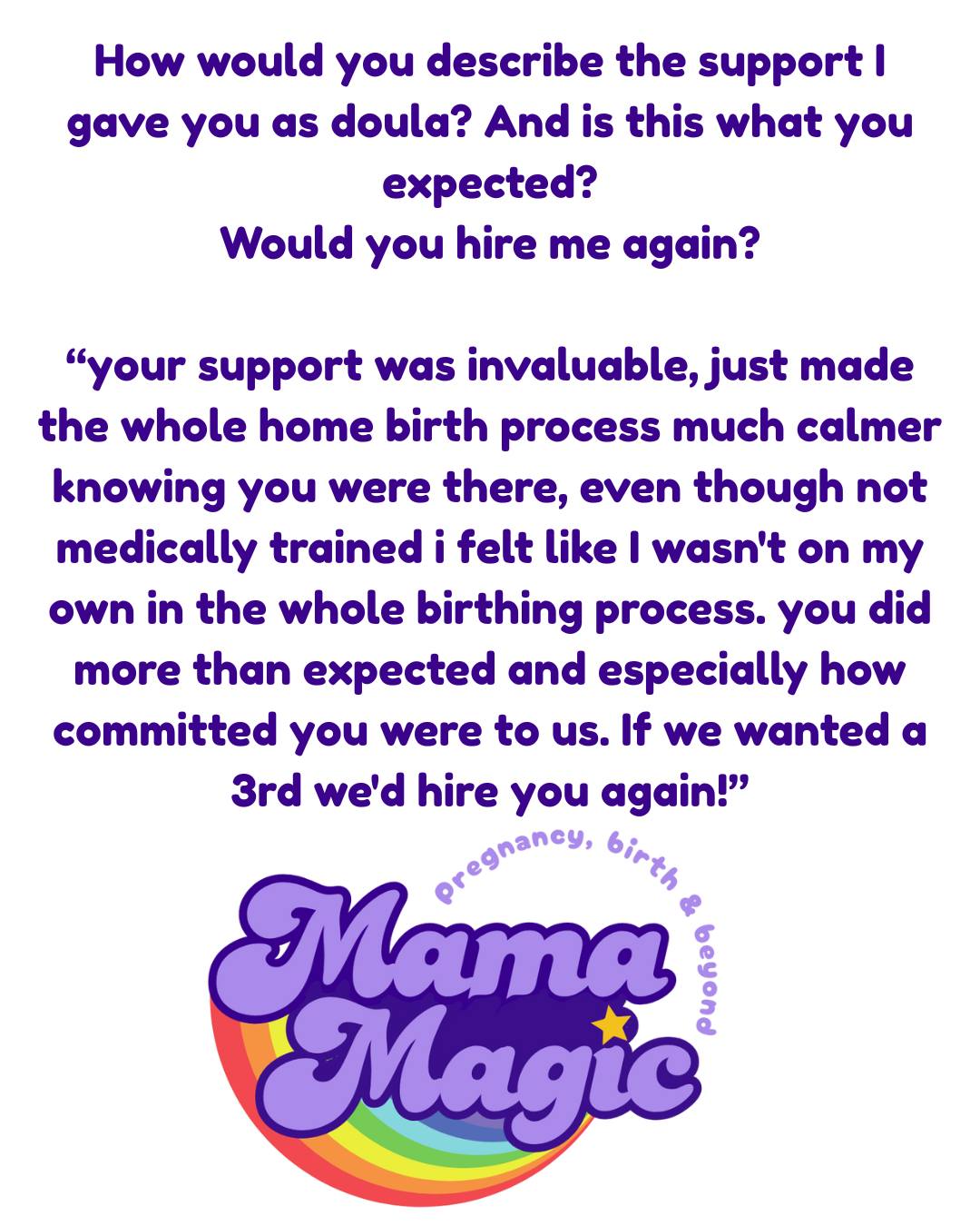 Feedback from Dads also matters!
While the spotlight is often on the Mother, Dads and partners are a huge part of the journey.
I actively encourage Dads to share their feedback because I know the "doula role" can sometimes feel a bit mysterious from the outside! It’s totally okay to have questions about where you fit in. My goal is to make sure you feel empowered, informed, and ready to support your partner without feeling like a spare part.