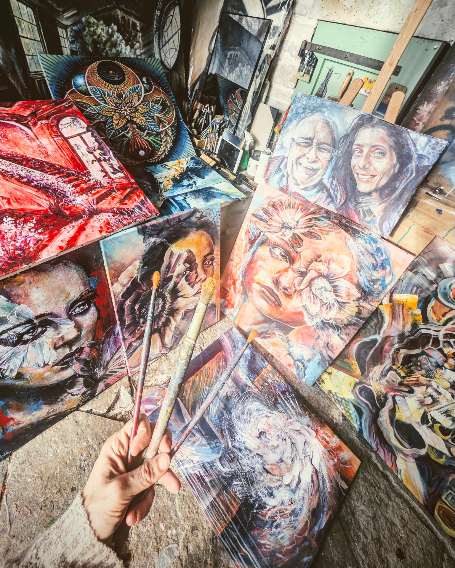 Petit atelier, vite rempli.
Un aperçu de mon univers : intensité, couleurs vibrantes, émotion.
Ici cohabitent mes différentes séries à l'acrylique :
- portraits émotionnels "Echos d'âmes"
- figuratif onirique “Empreintes silencieuses”
- abstractions “paysages sensibles”
- portraits sur mesure
Une œuvre hors-série s’est glissée. Tu la repères ? 👀
Peu importe le thème : ma peinture explore les contrastes et les dualités du vivant, et ce lien intime entre humain et nature.
➡️ Swipe : version noir & blanc, plus de calme, pour le plaisir des yeux et des nuances.
👉 Voir plus sur mon profil @belluleart
➕ Abonne-toi si tu aimes les univers qui remuent.
🔁 Partage si tu connais quelqu’un qui aime la peinture intensément colorée.