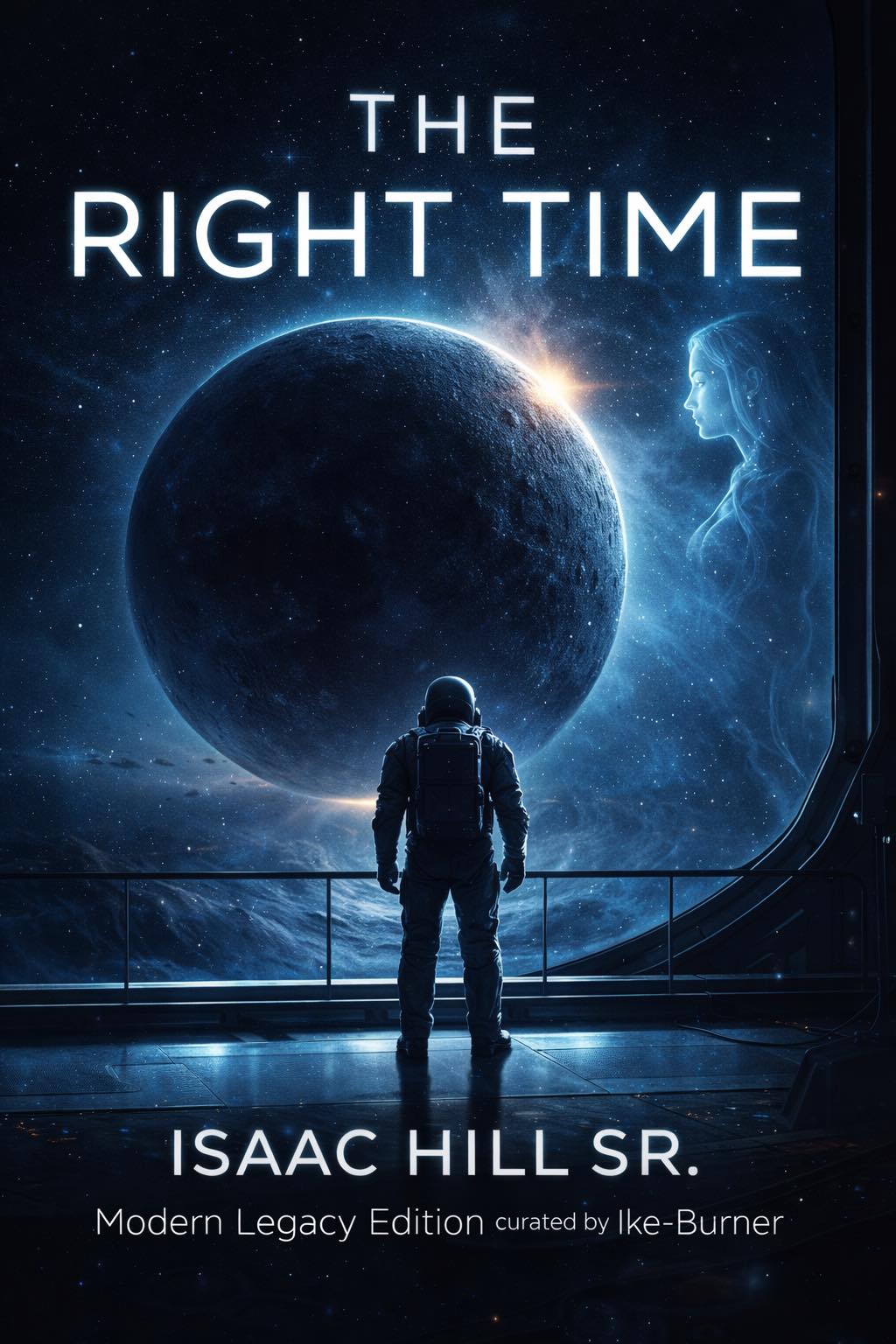 THE RIGHT TIME — Modern Legacy Edition
PROLOGUE — The Anomaly
Sector B Relay Platform
Asteroid Belt Perimeter
The stars blinked out.
At first, Technician Alvarez thought it was an instrumentation glitch. The asteroid belt shimmered across the monitors like a river of frozen sparks — then a section of it simply… vanished.
“Control, do you see that blackout in grid B-17?” she asked.
Static answered.
Then the alarms began.
Gravitational readings spiked. Electromagnetic interference surged. The platform’s external cameras flickered as if struggling to focus.
Something was there.
Something that wasn’t space.
A black sphere hung among the asteroids — not reflecting light, not absorbing it, but bending it. Amber sparks crawled along its surface like embers on a living thing. Meteors drifting toward it slowed, rotated, and stalled as if caught in an invisible current.
“Unknown mass detected,” the system reported in a flat tone. “Velocity: increasing.”
“That’s impossible,” Alvarez whispered.
The sphere expanded.
Stars behind it disappeared.
Then it moved.
Not drifting. Not propelled.
It surged.
The platform’s warning lights strobed red. Data streams overloaded. A flood of amber light washed over the observation deck, followed by a beam of blinding white that carved through vacuum like a doorway opening in space itself.
Two figures stepped out of the light.
Humanoid. Chrome-suited. Reflective enough to mirror the chaos around them.
They did not hesitate.
One technician screamed as the gravity field destabilized and tools lifted from their magnetic clamps. Tethers snapped. A lone astronaut servicing an exterior array drifted helplessly as the figures reached him.
He didn’t fight.
He couldn’t.
A strange weight fell over his body as if gravity had multiplied. His limbs slackened. He drifted into their grasp.
The beam swallowed them.
The light vanished.
The stars returned.
And the asteroid belt shimmered once more as if nothing had ever disturbed it.
Inside the relay platform, every system blinked green.
No debris.
No damage.
No explanation.
Only one anomaly remained.
One man was missing.