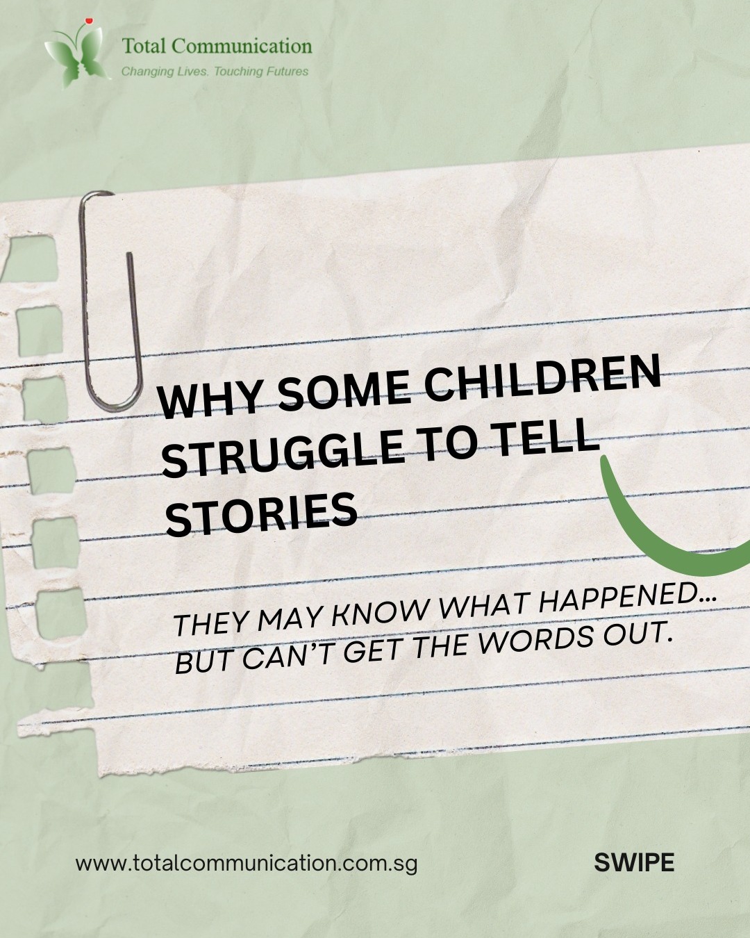 Many children know their story but struggle to get it out. With patient support and the right strategies, language can become clearer and less overwhelming.
Connect with us to learn how we support childrenâs communication.
Call/Whatsapp: +65 9115 8895
#SpeechAndLanguage #ChildCommunication #LanguageDevelopment #supportingcommunication #TotalCommunication