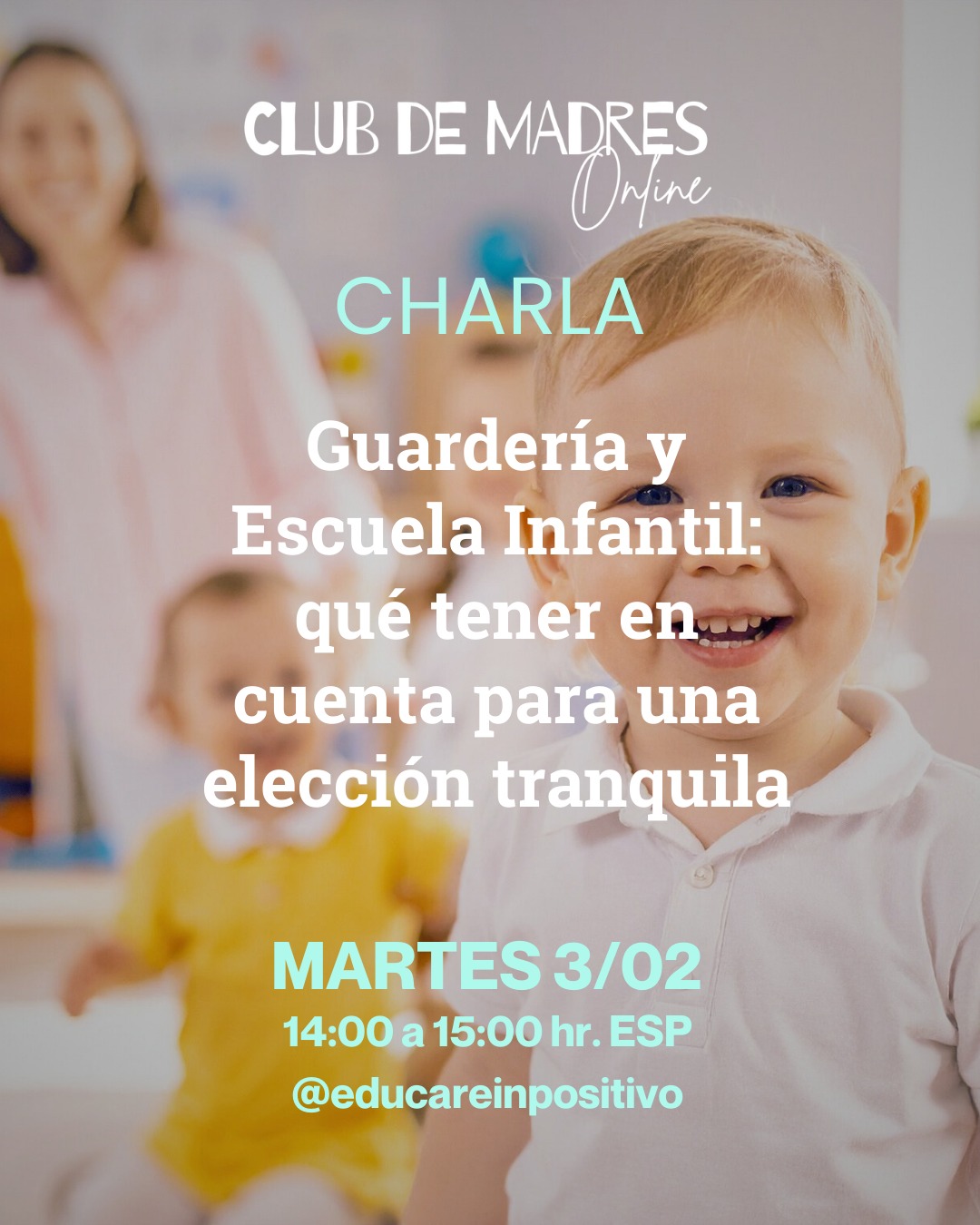✨ Guardería y Escuela Infantil: qué tener en cuenta para una elección tranquila
✨ Charla para familias
🗓 Martes 3 de febrero
🕠 14:00 h
📍 Club de Madres
Elegir la primera guardería o escuela infantil de nuestros hijos es un paso importante que a menudo viene acompañado de dudas, miedos y muchas preguntas. ¿Será el lugar adecuado? ¿Estará bien cuidado? ¿Encajará con nuestros valores como familia?
En esta charla, Nunzia Martella, de Educare in Positivo, nos acompañará a reflexionar sobre cómo tomar esta decisión desde la calma, la información y el respeto, poniendo en el centro las necesidades del niño y también las de la familia.
Durante el encuentro hablaremos de:
Qué aspectos observar más allá del “nombre” o la reputación del centro.
Cómo valorar si un entorno educativo es respetuoso con el ritmo y la etapa del niño.
Qué señales nos ayudan a sentir que hemos hecho una elección coherente con nuestros valores familiares.
Qué preguntas hacer durante las jornadas de puertas abiertas.
🎯 Objetivo: Ofrecer orientación práctica desde la mirada de la Disciplina Positiva, para que cada familia pueda tomar una decisión consciente, sin dejarse llevar por presiones externas ni por el miedo.
💰 Entrada gratuita para socias 💶 10 € para no socias
Una charla pensada para acompañarte en uno de los primeros grandes pasos de la crianza 🤍
#CrianzaConsciente #CrianzaRespetuosa #EducaciónInfantil #Guardería #EscuelaInfantil #DisciplinaPositiva #FamiliasConscientes #MaternidadReal #PaternidadConsciente #PrimerosAños #InfanciaFeliz #EducaciónConAmor #FamiliasPrimerizas #ElegirConCalma #ClubDeMadres #barcelonafamilia es #BarcelonaMares #BarcelonaParents #CrianzaBarcelona #FamiliasBarcelona #MaternidadBarcelona #PaternidadBarcelona #EducaciónInfantilBarcelona #GuarderíaBarcelona #EscuelaInfantilBarcelona #CrianzaConsciente #CrianzaRespetuosa #DisciplinaPositiva #ClubDeMadres #BarcelonaConNiños