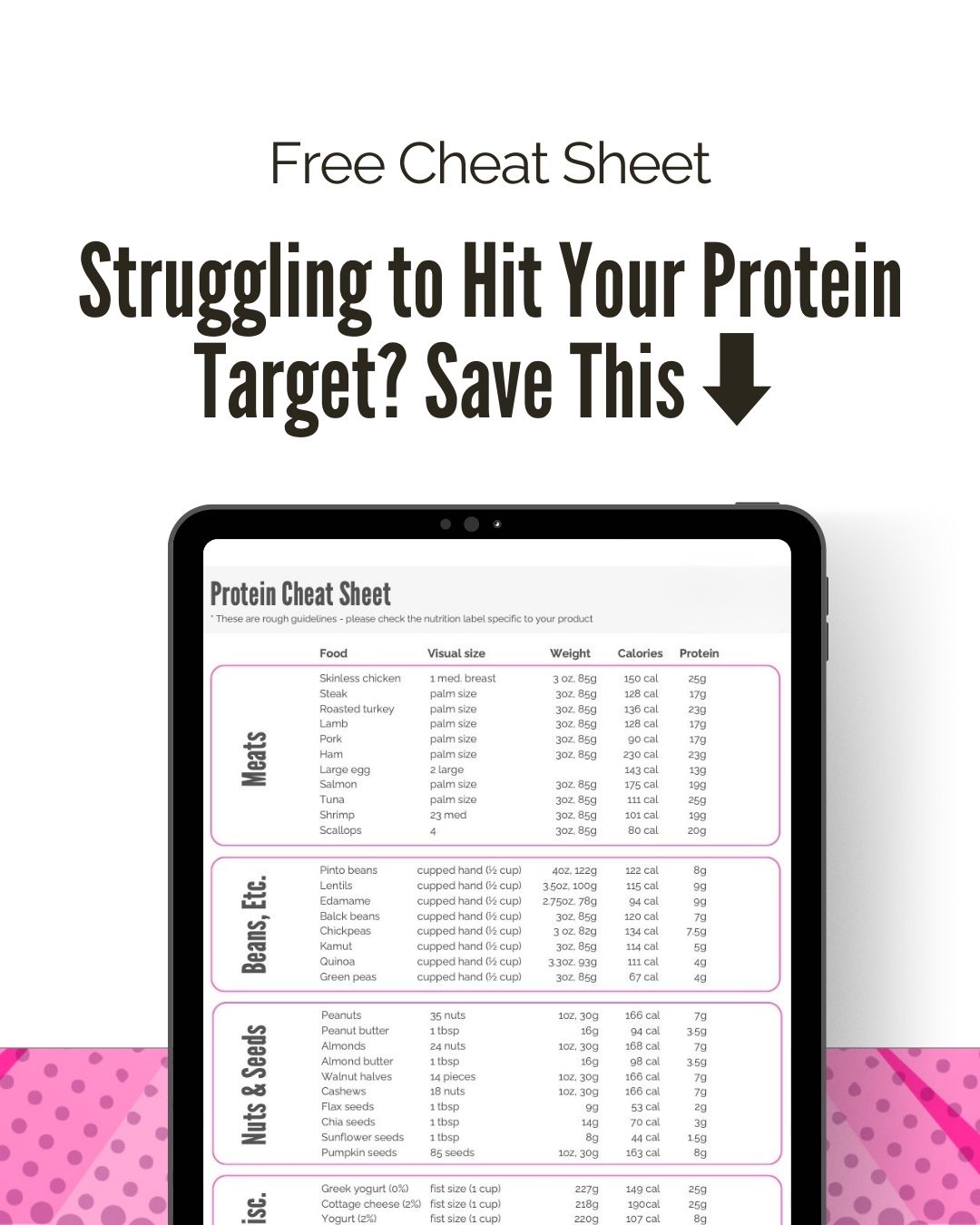Struggling to hit your protein goal? You’re not alone.
So many women tell me:
“I was given a protein target but I can't figure out how to reach it.”
For women in midlife, protein matters more than ever for:
💕 maintaining muscle
supporting metabolism
managing appetite and energy
If you've been given a protein target, but are having a hard time reaching it, download my Free Protein Cheat Sheet.
You'll get a easy-to-skim list of common proteins, along with portion sizes, making it SO much easier to plan your day.
And if you’re not sure where your protein should be, here’s a simple starting point:
👉 Aim for at least 0.7 × your goal body weight (in pounds)
👉 Grab the free cheat sheet via the link in my bio
#menopause #womenshealth #nutrition #midlifewellness #protein #perimenopause