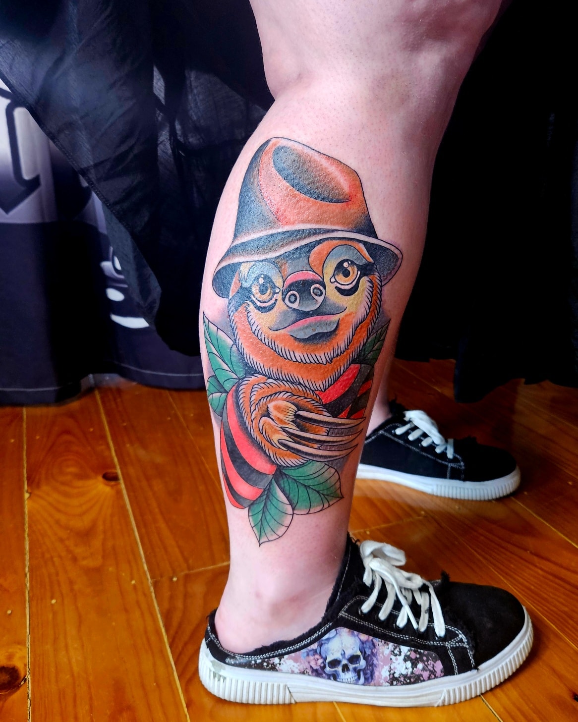 Sloth Freddy Krueger mash up. Had a ball doing this one š done by Pete @Pete_Explicit Ink #tattoo #slothtattoo #freddykrueger #explicitinktattoo #ink #graywashtattoo #melbournetattoo #tattooistnearme #stalbanstattoo