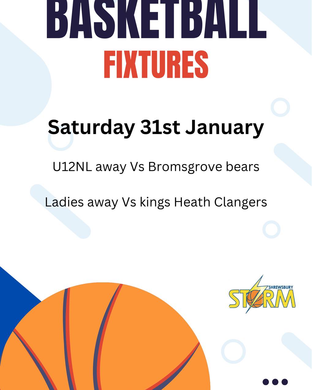 A very quiet weekend for Storm with only 2 teams in action this weekend.
Go play hard get some wins
#community #femaleballers #Shrewsbury #stormbasketball🏀 #girlswhoball🏀