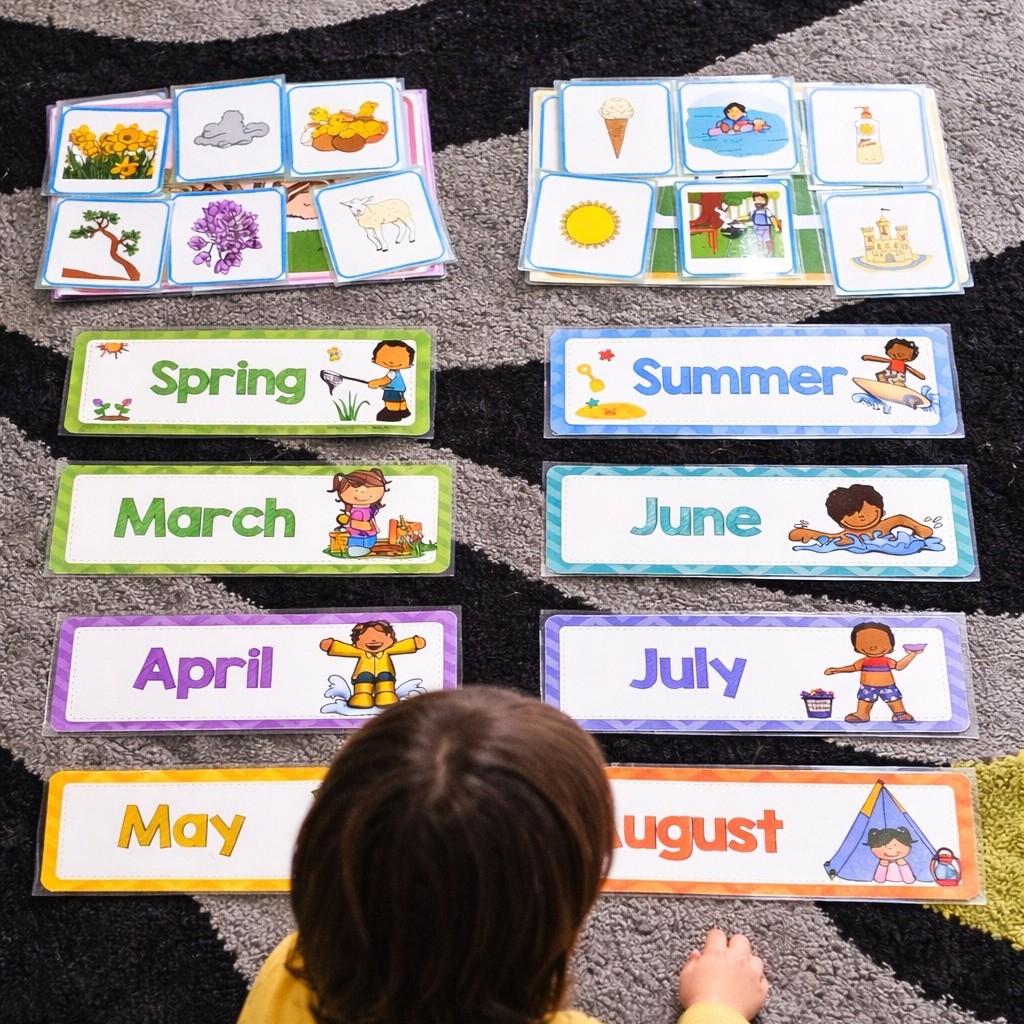🌸☀️ Imparare le stagioni attraverso il gioco ☀️🌸
In questa lezione ESL pratica e coinvolgente, i bambini esplorano le stagioni, i mesi, il meteo e l’abbigliamento attraverso attività di classificazione, conversazione e domande guidate. Abbinando immagini e parole a ogni stagione, gli studenti imparano come cambia l’anno e sviluppano collegamenti significativi con il mondo reale.
Come parte dell’attività, i bambini si esercitano con frasi semplici come:
* Which months are in spring?
* What’s the weather like in summer?
* What do you wear in winter?
Oltre allo sviluppo del linguaggio orale e del vocabolario, la lezione include anche un delicato focus sulla fonetica. I bambini pronunciano insieme i suoni delle parole chiave—come s in spring, sh in shirt, w in winter e r in rainy. Vedere le parole scritte, ascoltare i suoni e ripeterli ad alta voce aiuta i bambini a riconoscere le strutture ortografiche e supporta lo sviluppo delle prime abilità di lettura.
Questo approccio giocoso ma strutturato incoraggia fiducia, comunicazione e alfabetizzazione precoce, offrendo ai bambini gli strumenti per iniziare a leggere in inglese e dando ai genitori la tranquillità di un apprendimento mirato e adatto all’età 🌱