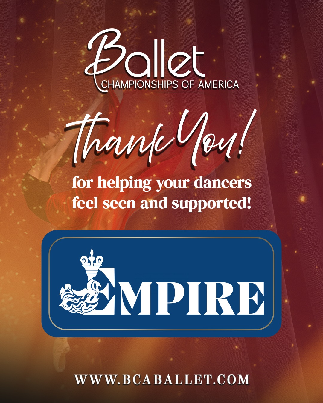 Thank you, Empire Dance Center, @empiredancescv for being part of the BCA Los Angeles experience. Your dancers’ dedication and professionalism made a lasting impression. We’re honored to be part of their growth and journey.