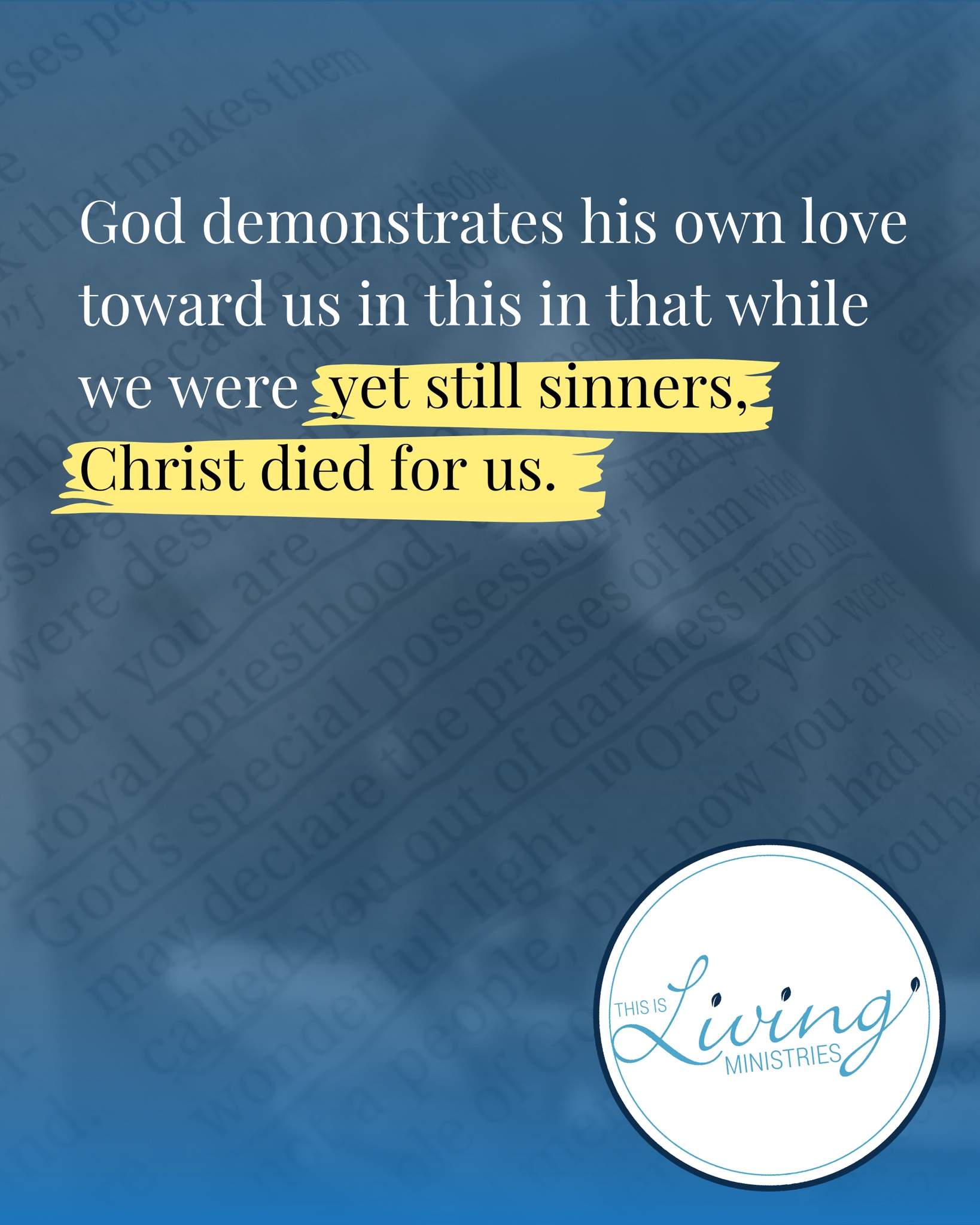 Many times when we first encounter ladies behind bars or in our program, they feel unworthy or believe they must “clean themselves up” before God will accept them. We gently remind them, no honey… that is not what the Word says. 💙📙
While we were still sinners, Christ died for us. ✝️(Romans 5:8)
Learn more about how we come alongside these women at
🌐 www.thisislivingministries.org
#thisisliving #fromaprison2apalace #tilm #cookevilletn