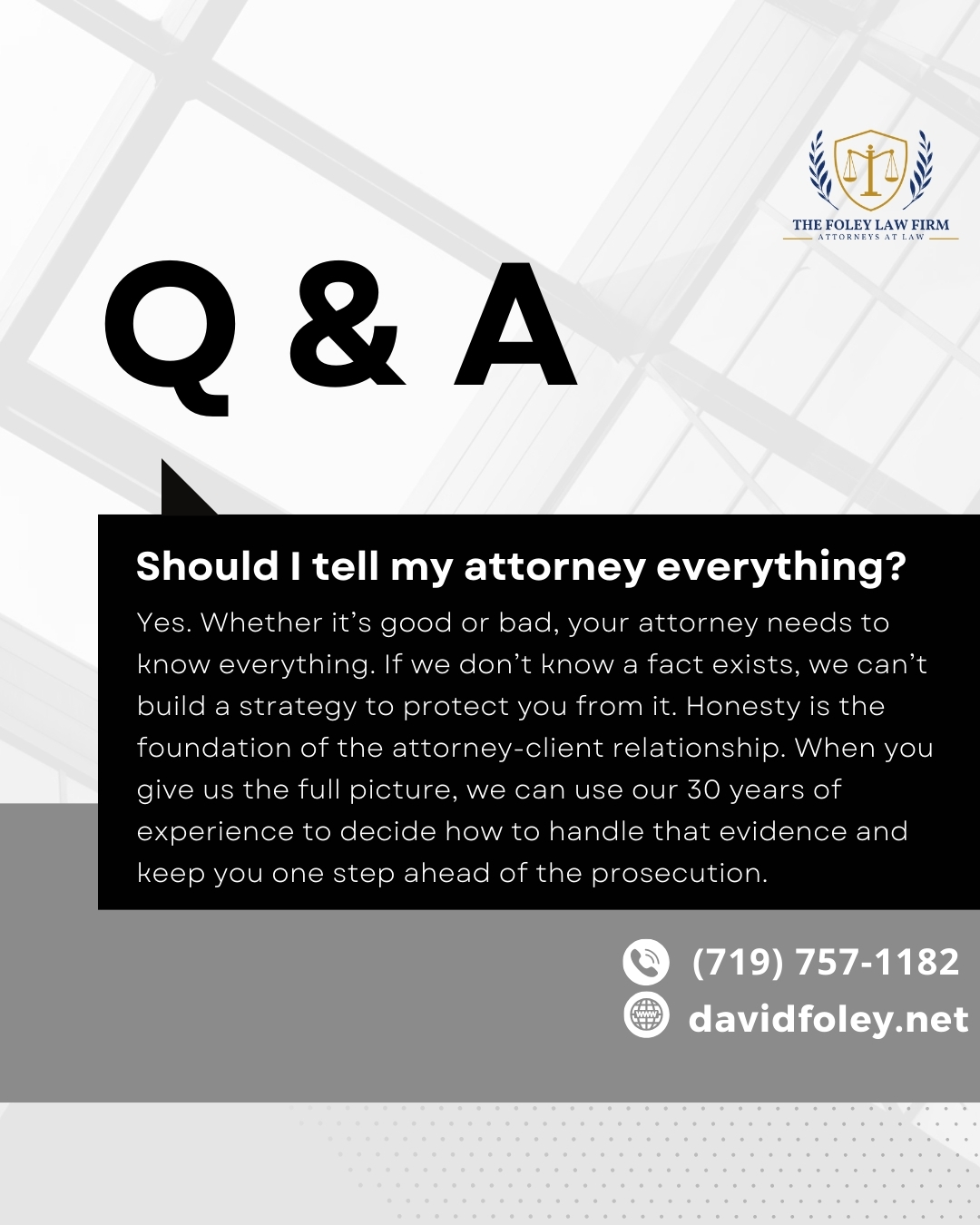 Don’t let a surprise in court derail your future. We are here to fight for you, but we can only fight what we know about. 🛡️
#TheFoleyLawFirm #coloradosprings #DefenseAttorney #lawyer