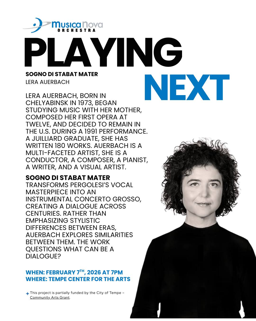 A powerful dialogue across the centuries, past and present! Experience Lera Auerbach's, Sogno di Stabat Mater, this February 7th at the Tempe Center for the Arts!
Get your tickets: musicanovaaz.org
#PhoenixArts #LiveMusic #baroque #ConcertSeason2025 #phoenix #contemporary #LeraAuerbach
