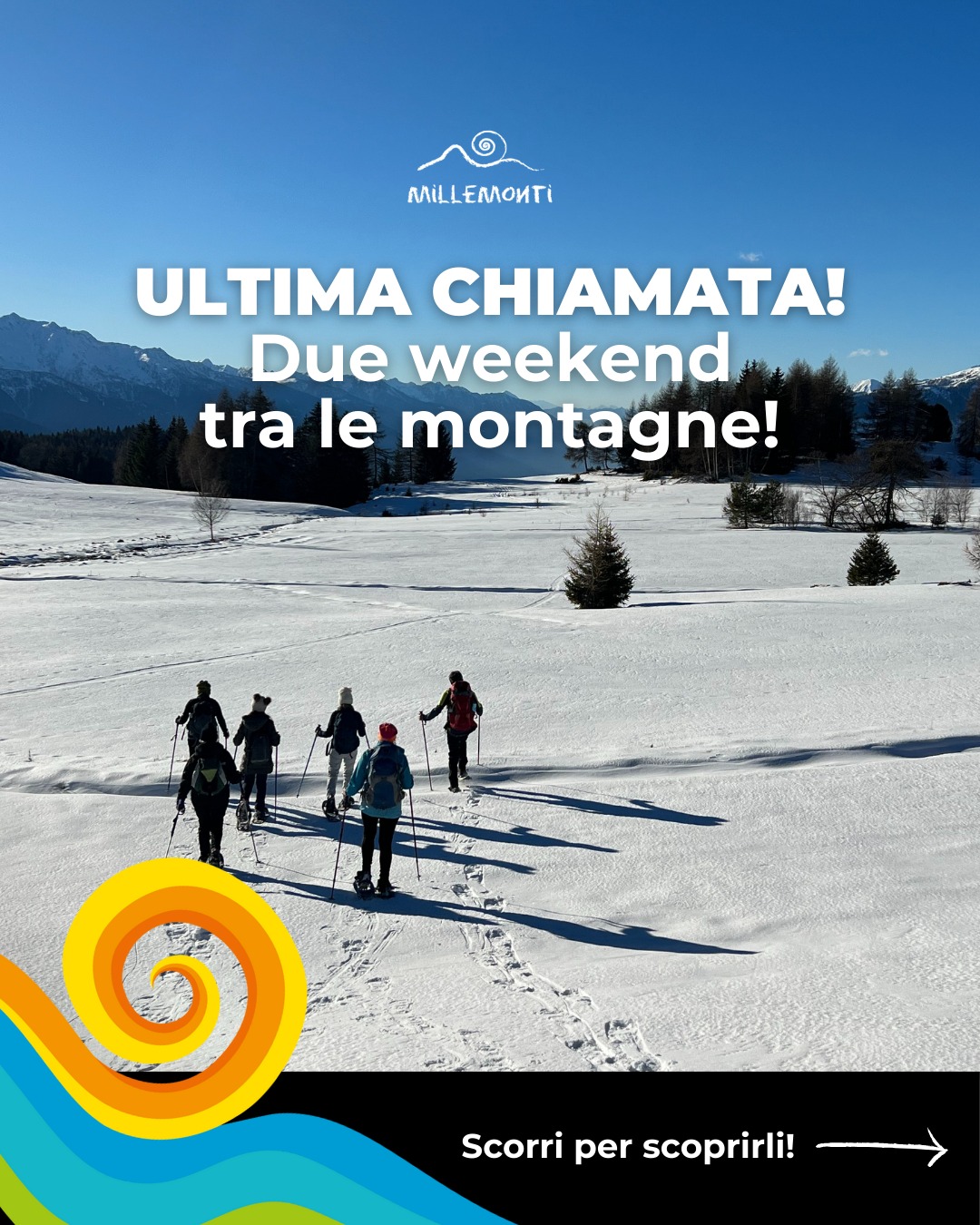 ❄️🥾 SI AVVICINANO DUE WEEKEND CON LE CIASPOLE TRA LE MONTAGNE INNEVATE 🏔️✨
Da vivere in compagnia di altri amanti della Natura, proprio come te!
📌 6–8 febbraio 2026
❄️ VAL DI FUNES: CIASPOLE E SLITTINI NEL CINEMA DELLE DOLOMITI
✅ Partenza confermata! Ultimi giorni per iscriversi!
📌 14–15 febbraio 2026
❄️ LE PICCOLE DOLOMITI: CIASPOLATE NELLA NATURA PIÙ SELVAGGIA
Cammineremo con le ciaspole ai piedi tra boschi e panorami innevati 🌲❄️
Ci scalderemo in malghe e rifugi accoglienti e ci divertiremo con gli slittini 🔥☕
E condivideremo risate, meraviglia e divertimento ✨
👉 Sei pronto a ciaspolare con noi?
Scopri i programmi completi su www.millemonti.it
e unisciti a MilleMonti!
#millemonti #outdoorlife #ciaspole #ciaspolata #montagnainvernale
#viaggiotrekking #vacanzadigruppo #viaggiodigruppo
@sportlandweb_ @kayland_official @rockexperienceofficial
@guidealpinelombardia @guidealpine_italiane