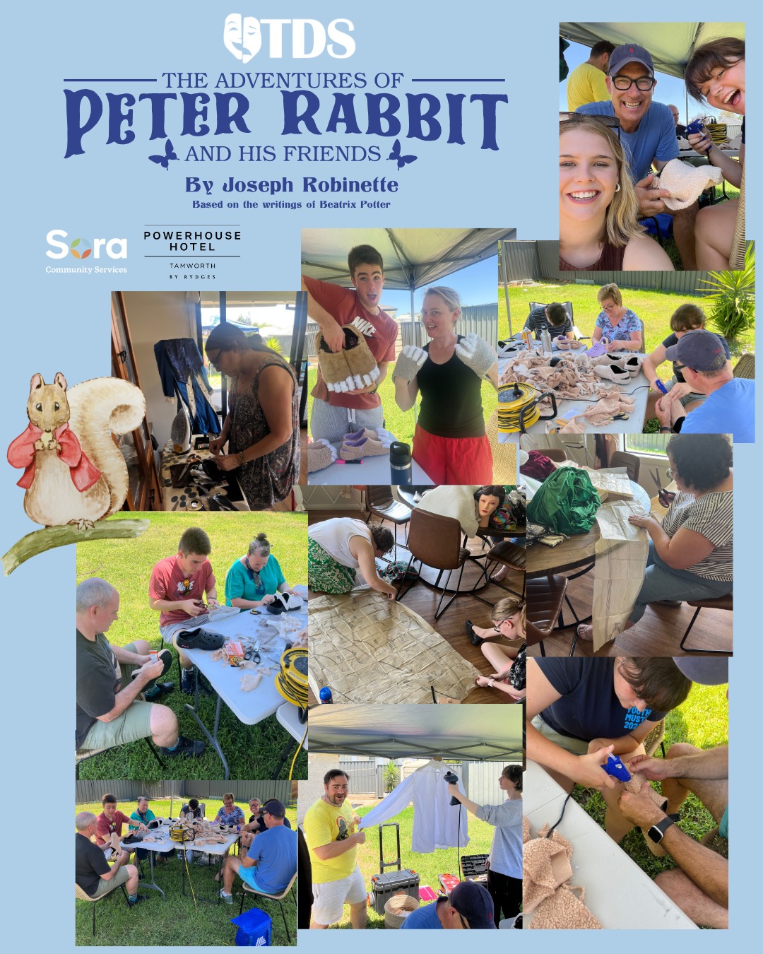 We had so much fun at our costume working bee over the weekend. Thank you to all the TDS members who came along and lent a hand in making some elements of our costumes for the upcoming production The Adventures of Peter Rabbit and His Friends
It's very exciting to see all the costumes coming together!!
Keep your eyes peeled for another working bee coming up soon.
The Capitol Theatre, Tamworth
March 20-28th 2026
Get your tickets here: https://evtam.sales.ticketsearch.com/sales/salesevent/157542
#tdspeterrabbit2026
#theadventuresofpeterrabbitandhisfriends
#thingstodotamworth #captioltheatretamworth
#tds #tamworth #theatre #whatsontamworth