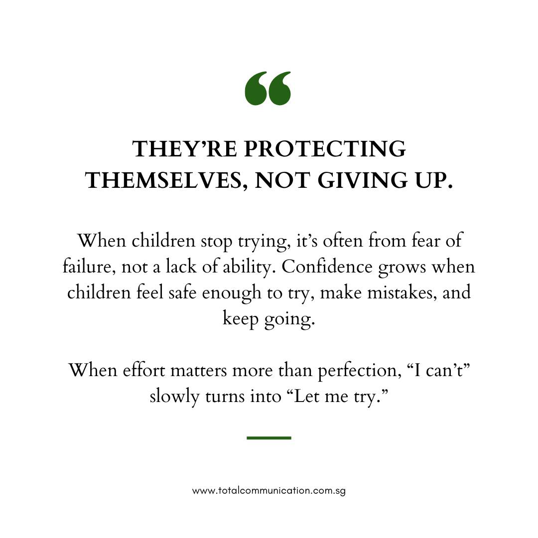 When effort matters more than perfection, âI canâtâ slowly turns into âLet me try.â
To Learn more, Contact us:
Call/Whatsapp: +65 9115 8895
Visit our website: https://www.totalcommunication.com.sg/